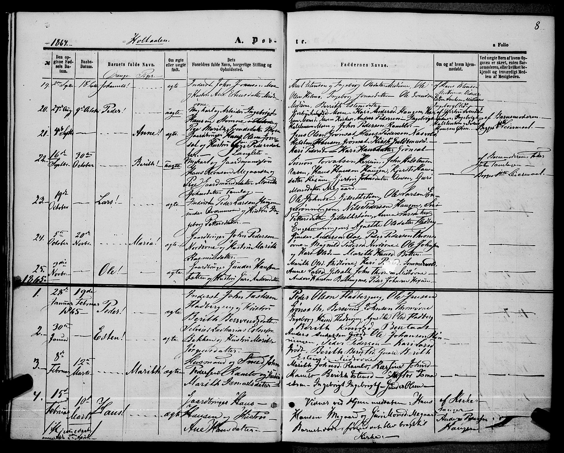 Ministerialprotokoller, klokkerbøker og fødselsregistre - Sør-Trøndelag, AV/SAT-A-1456/685/L0966: Parish register (official) no. 685A07 /1, 1860-1869, p. 8