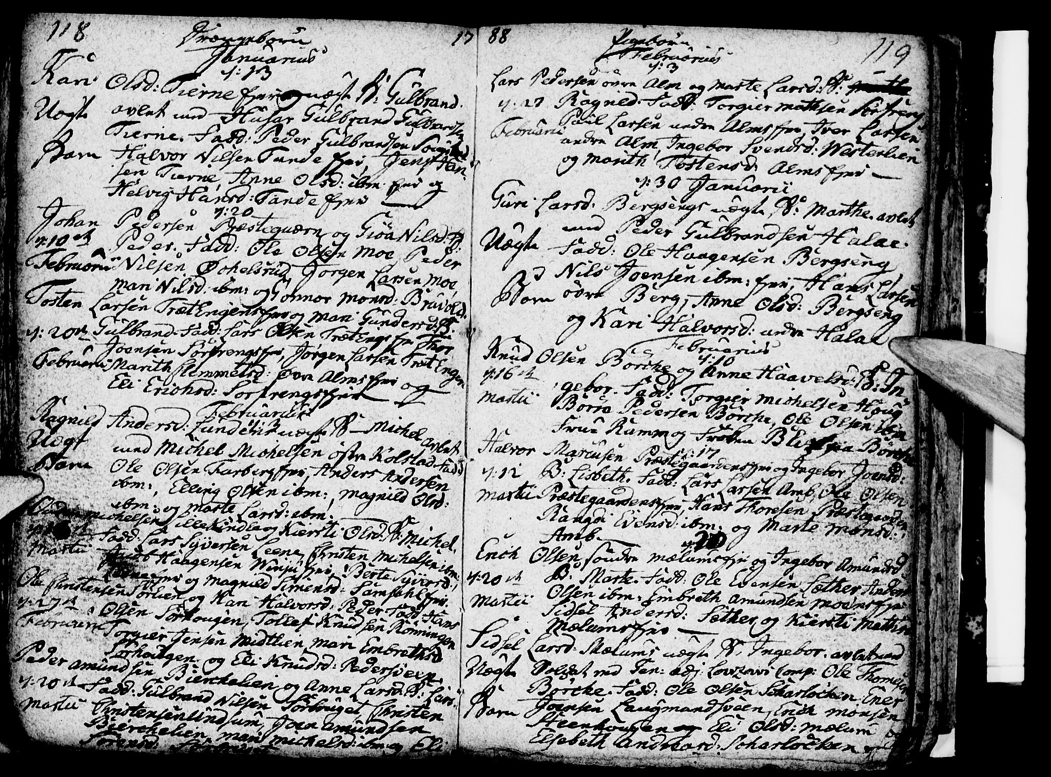 Ringsaker prestekontor, AV/SAH-PREST-014/I/Ia/L0005/0004: Parish register draft no. 5.4, 1785-1789, p. 118-119