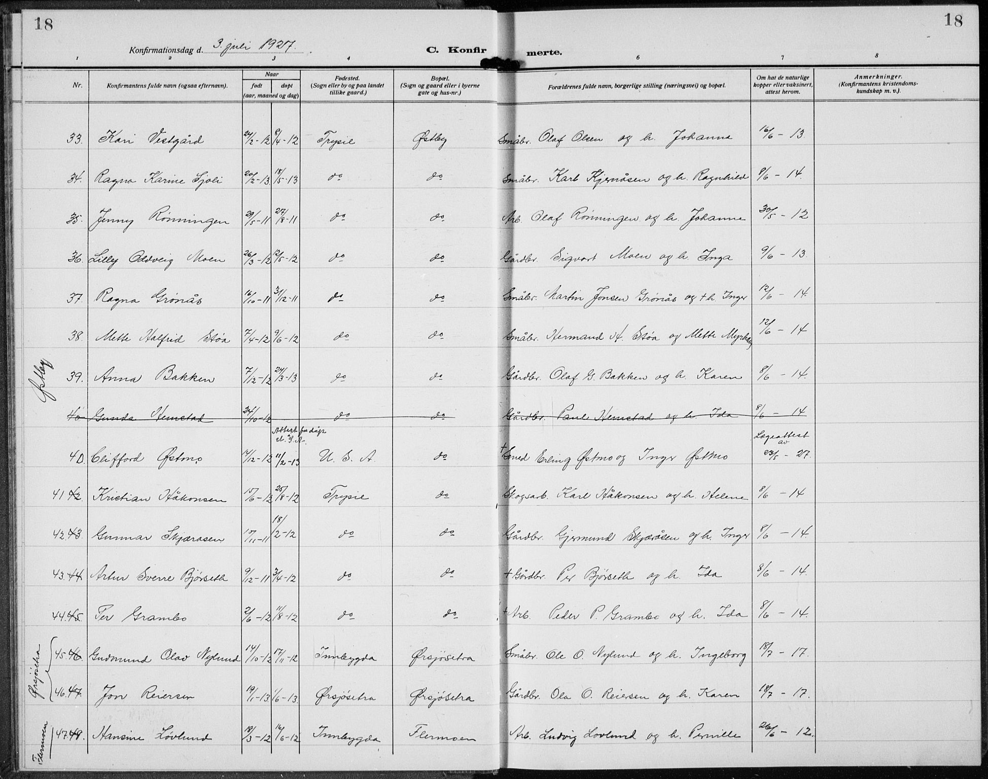 Trysil prestekontor, AV/SAH-PREST-046/H/Ha/Hab/L0010: Parish register (copy) no. 10, 1917-1937, p. 18