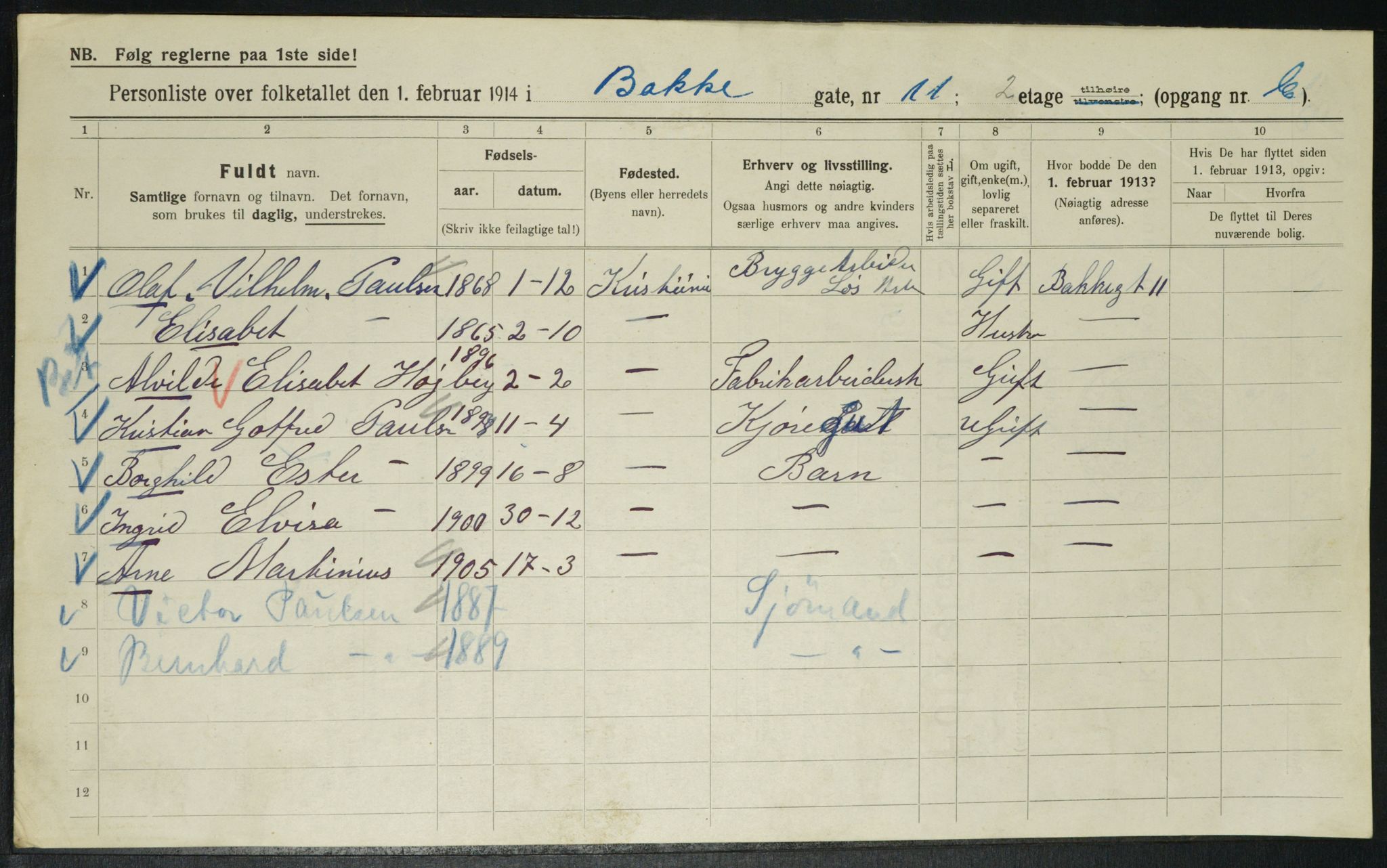 OBA, Municipal Census 1914 for Kristiania, 1914, p. 2781