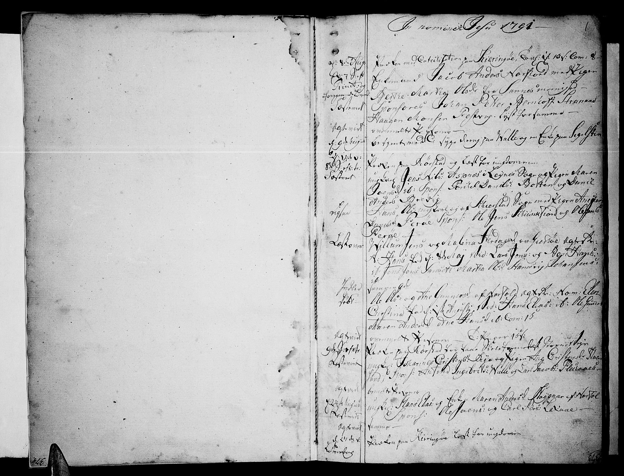 Ministerialprotokoller, klokkerbøker og fødselsregistre - Nordland, AV/SAT-A-1459/853/L0767: Parish register (official) no. 853A06, 1791-1820, p. 1