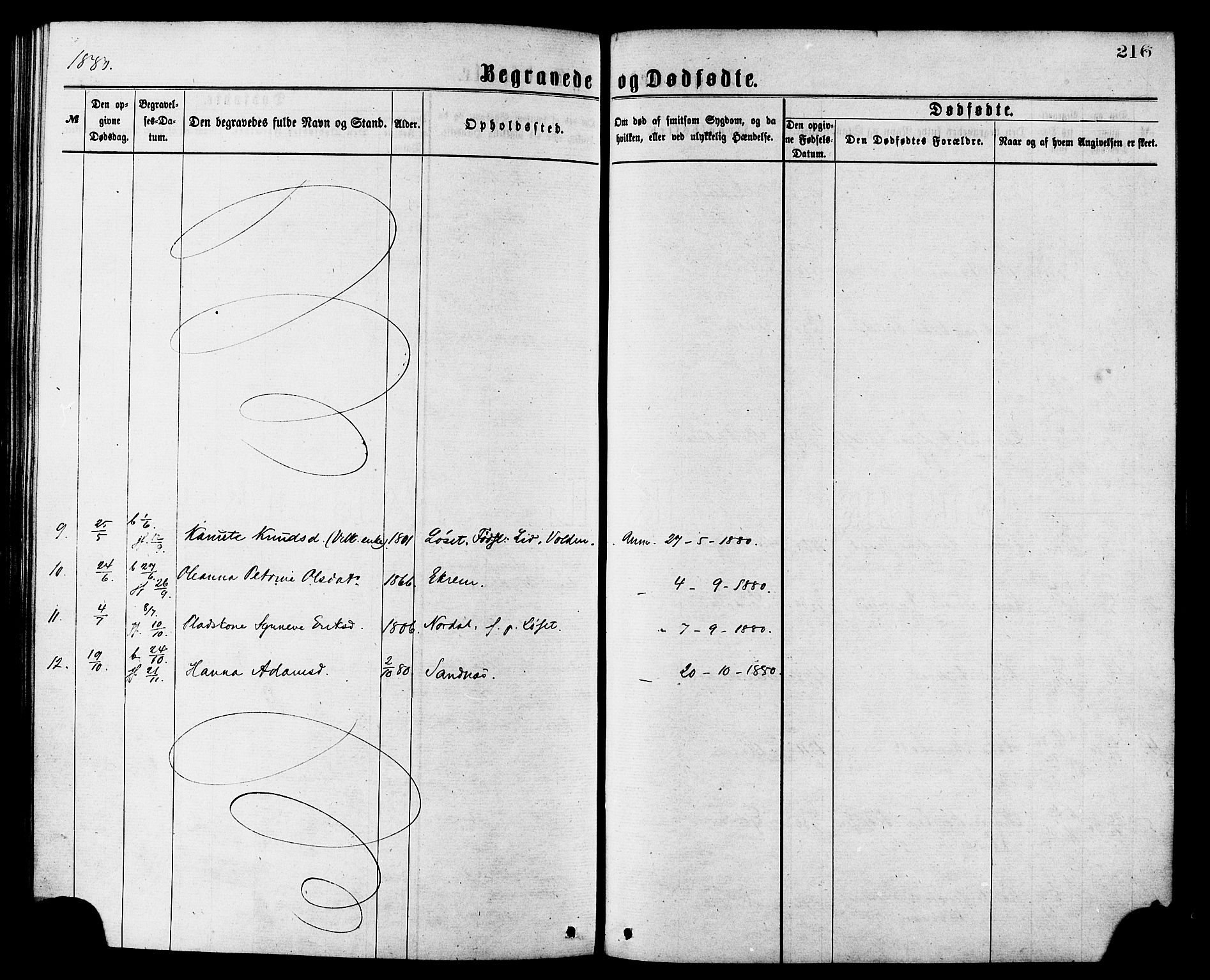 Ministerialprotokoller, klokkerbøker og fødselsregistre - Møre og Romsdal, SAT/A-1454/502/L0024: Parish register (official) no. 502A02, 1873-1884, p. 216