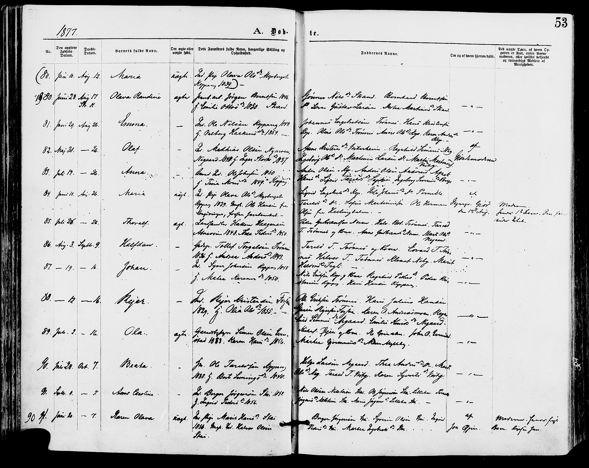 Stor-Elvdal prestekontor, AV/SAH-PREST-052/H/Ha/Haa/L0001: Parish register (official) no. 1, 1871-1882, p. 53