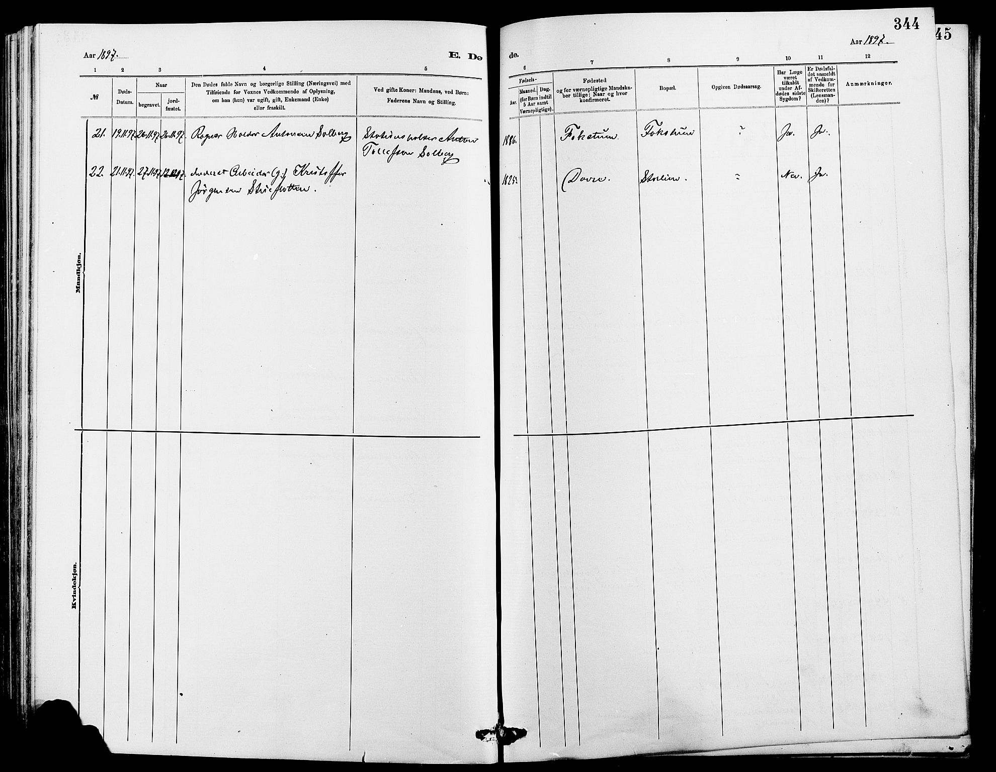 Dovre prestekontor, SAH/PREST-066/H/Ha/Hab/L0002: Parish register (copy) no. 2, 1881-1907, p. 344