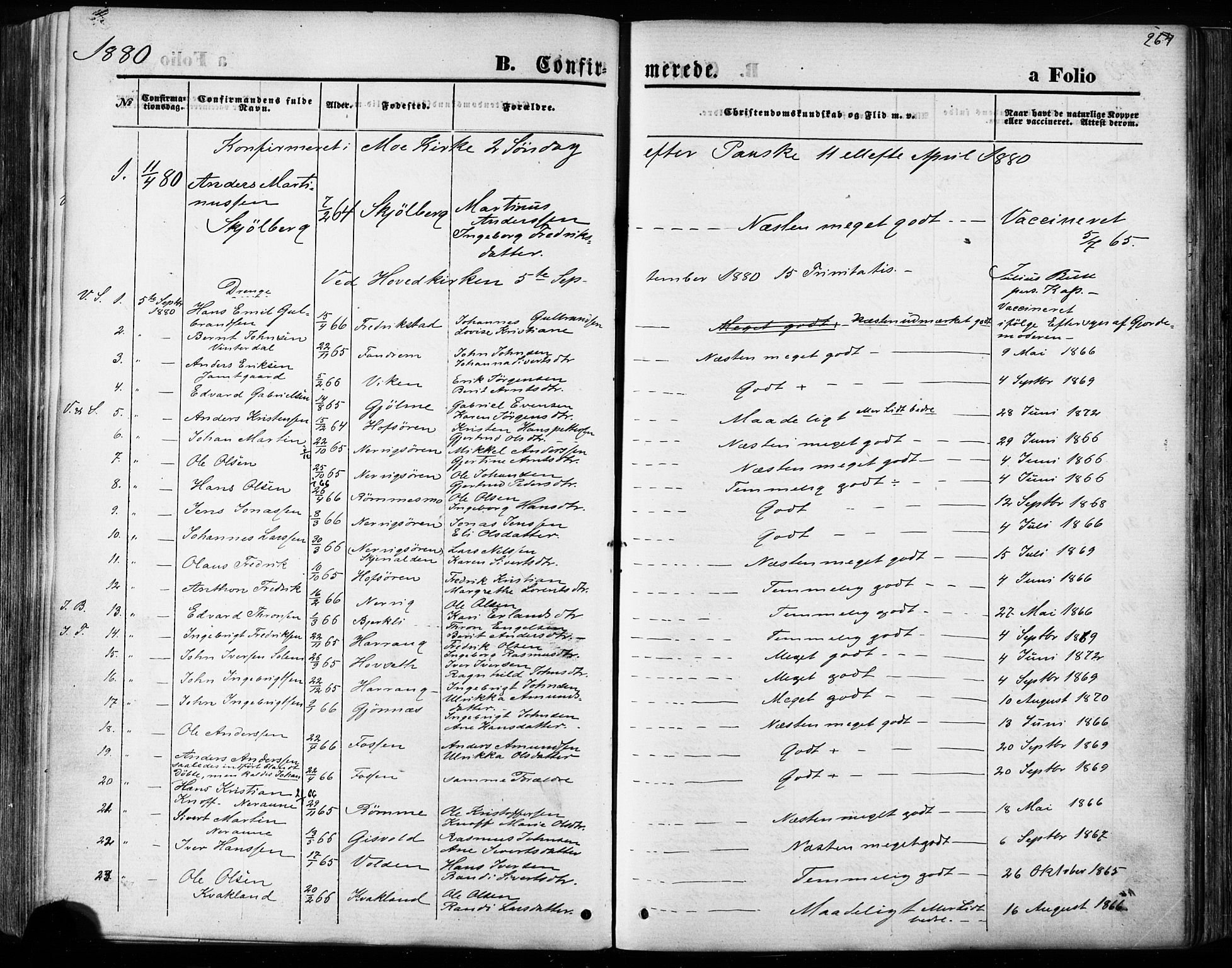 Ministerialprotokoller, klokkerbøker og fødselsregistre - Sør-Trøndelag, SAT/A-1456/668/L0807: Parish register (official) no. 668A07, 1870-1880, p. 264