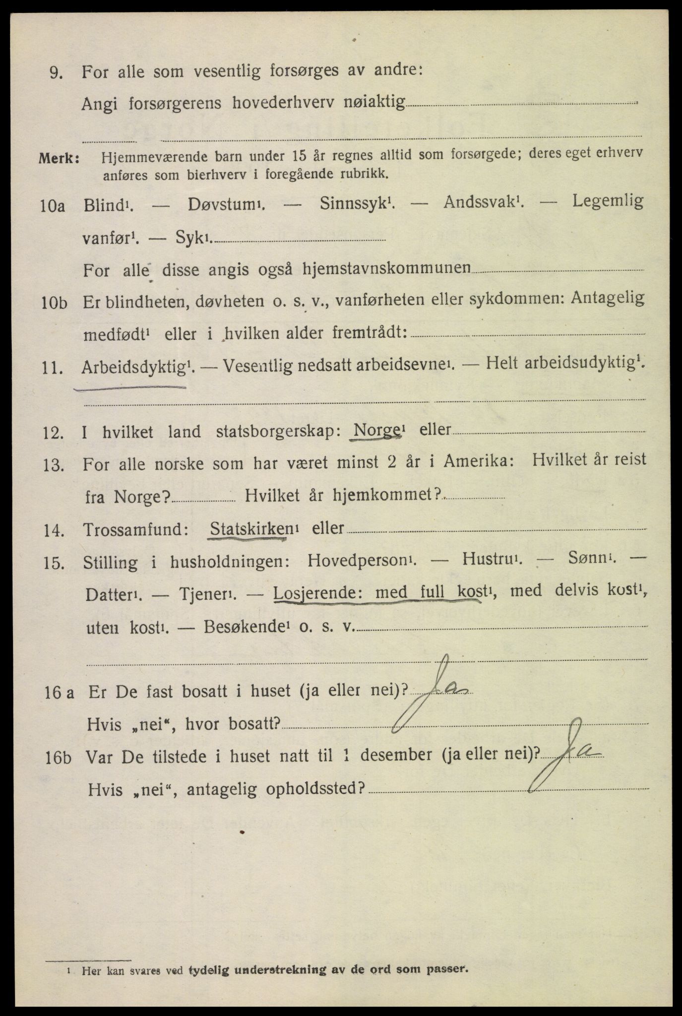 SAH, 1920 census for Lesja, 1920, p. 2539