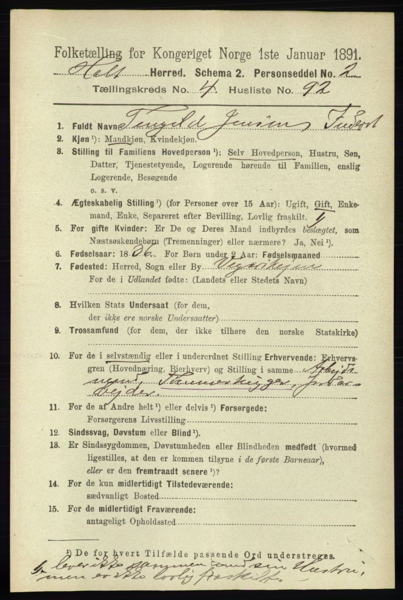 RA, 1891 census for 0914 Holt, 1891, p. 2205