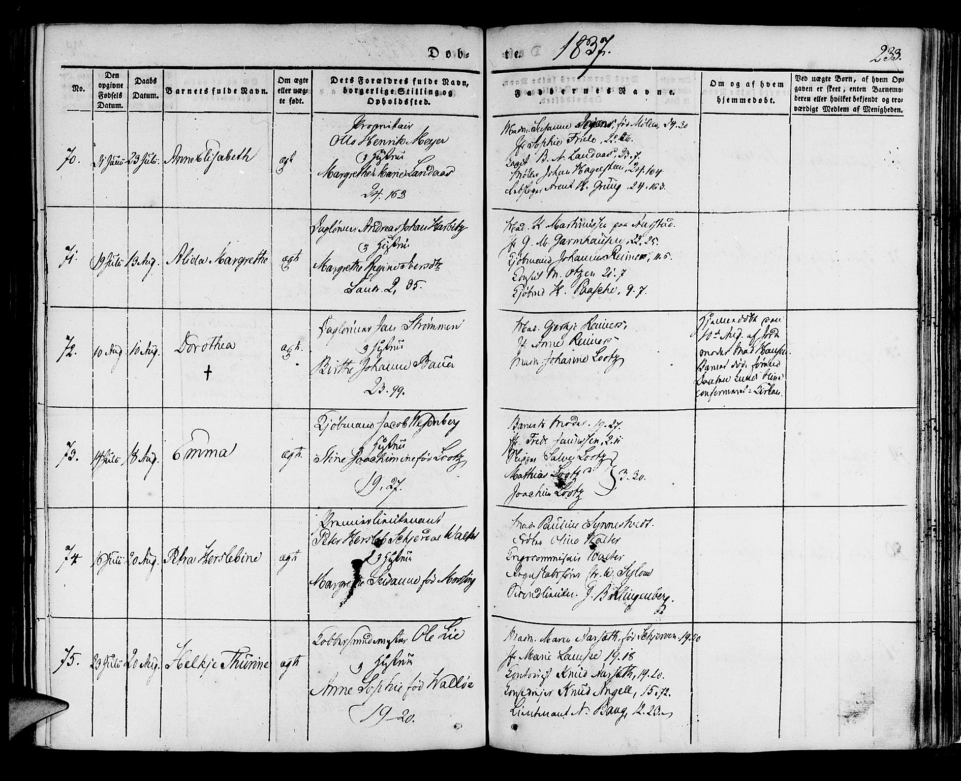 Korskirken sokneprestembete, AV/SAB-A-76101/H/Haa/L0015: Parish register (official) no. B 1, 1833-1841, p. 233