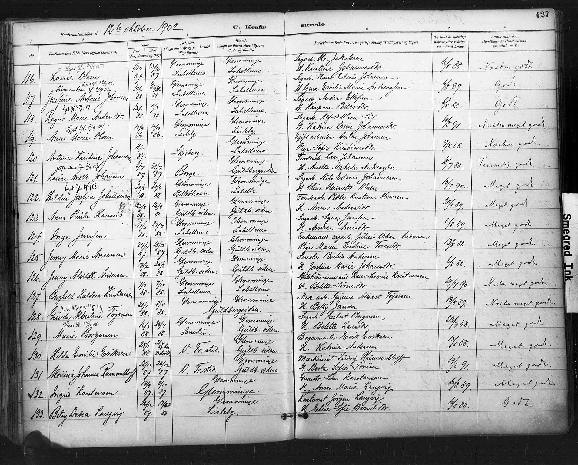 Glemmen prestekontor Kirkebøker, SAO/A-10908/F/Fa/L0013: Parish register (official) no. 13, 1892-1907, p. 427