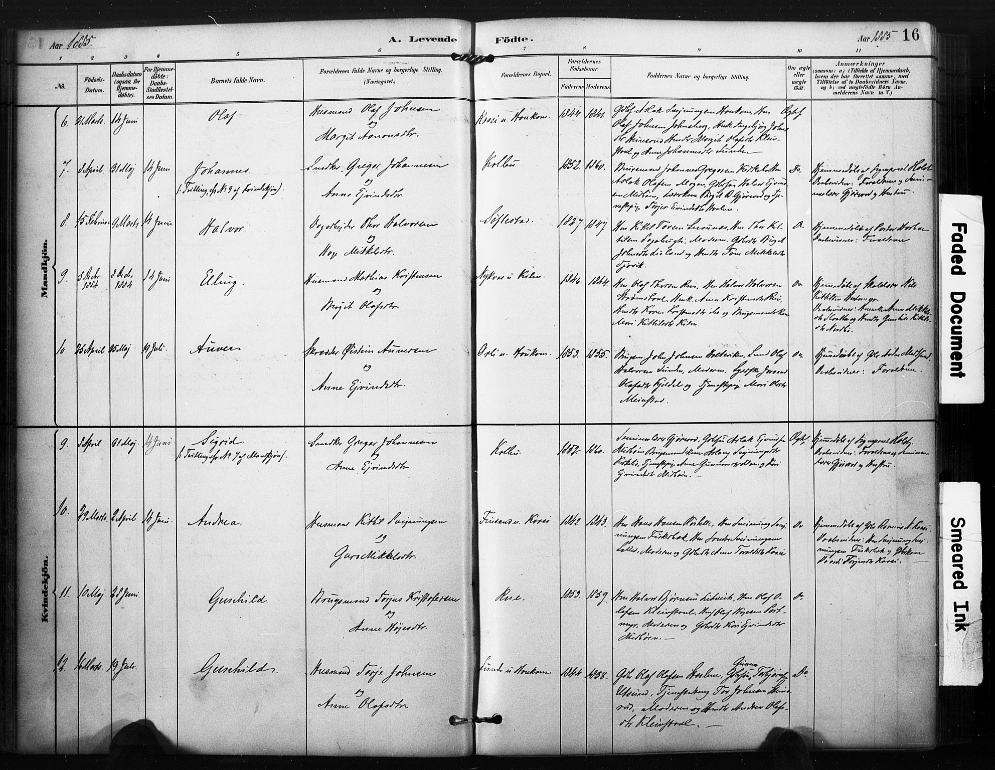 Kviteseid kirkebøker, SAKO/A-276/F/Fa/L0008: Parish register (official) no. I 8, 1882-1903, p. 16