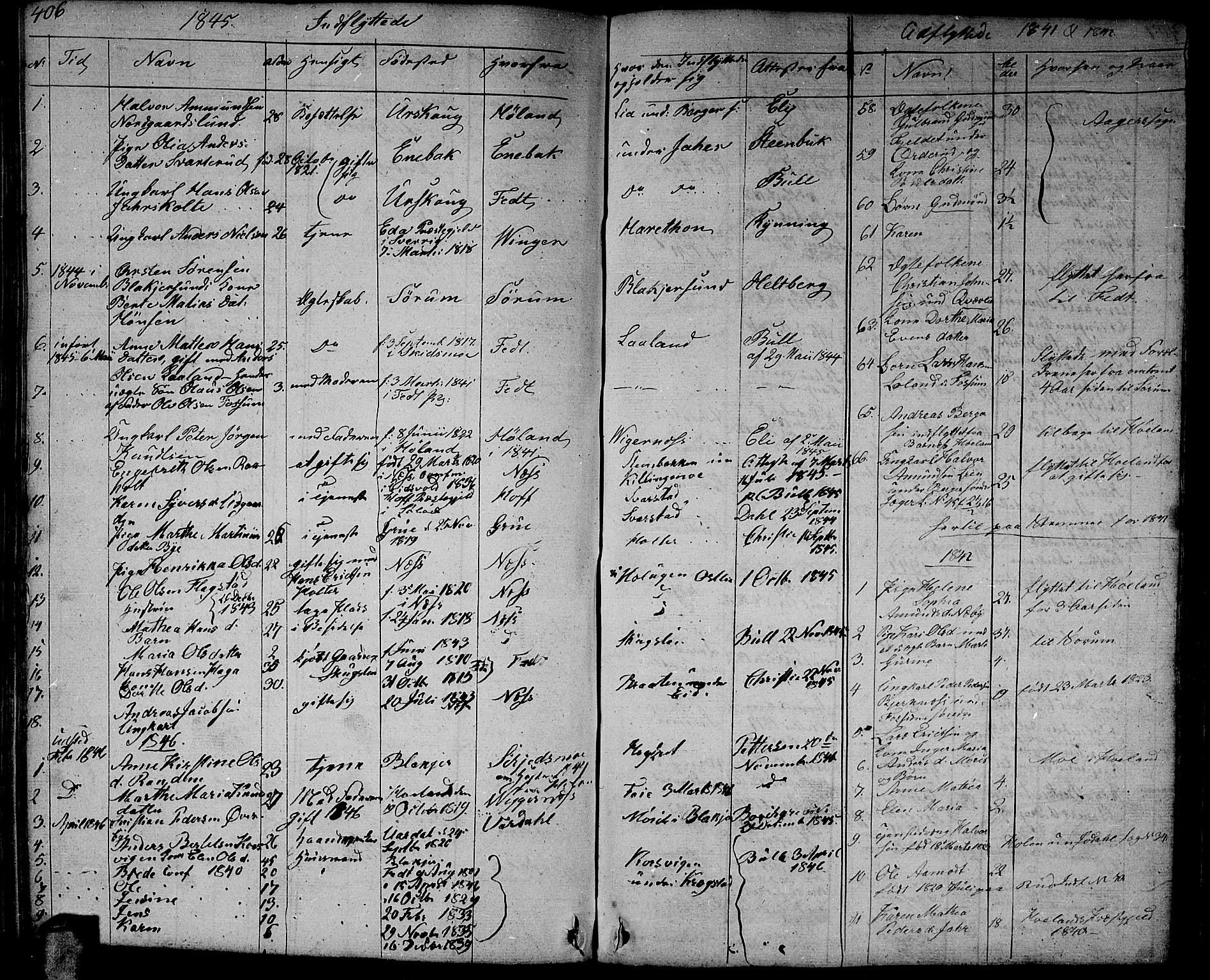 Aurskog prestekontor Kirkebøker, SAO/A-10304a/G/Ga/L0002: Parish register (copy) no. I 2, 1829-1857, p. 406