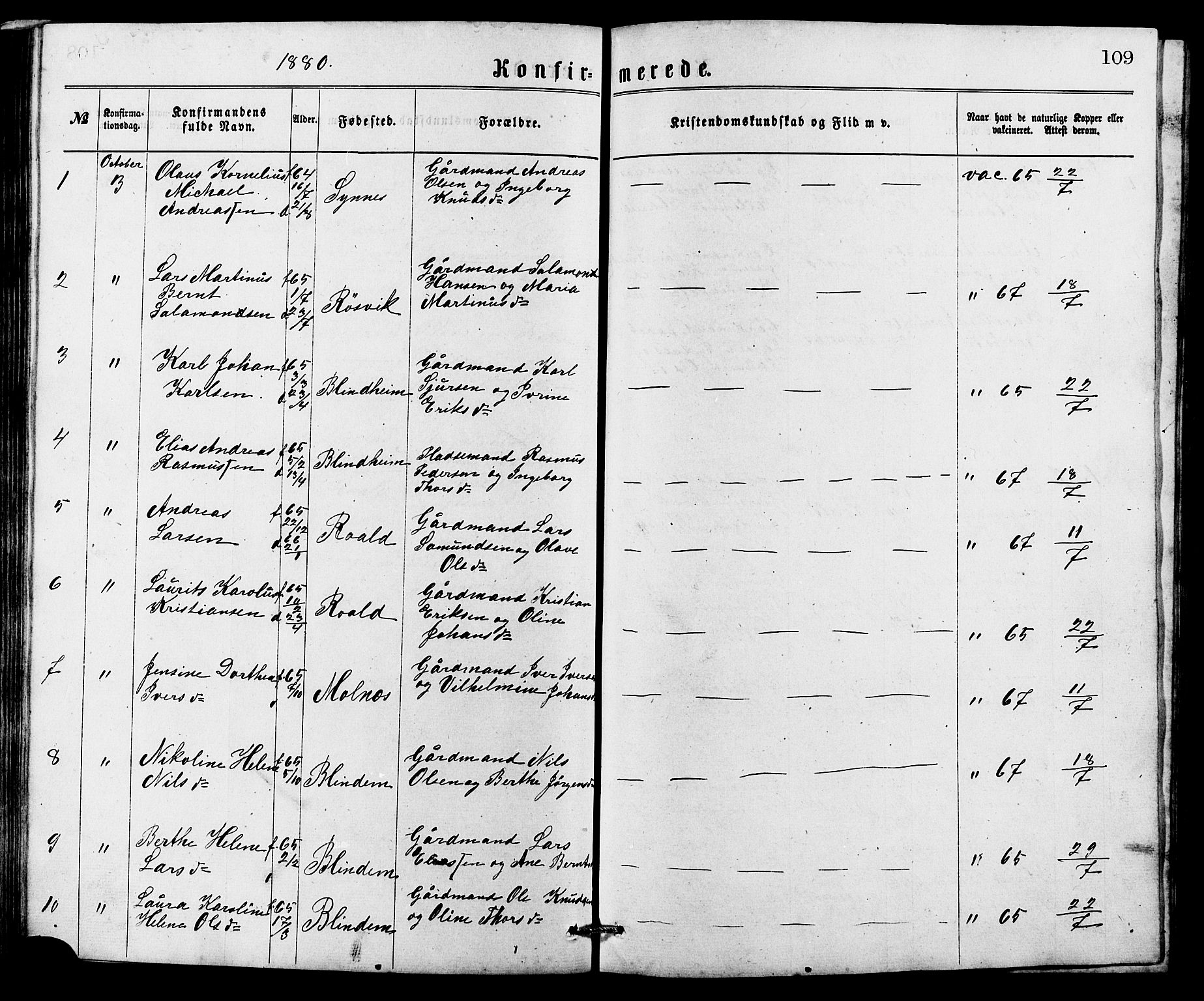 Ministerialprotokoller, klokkerbøker og fødselsregistre - Møre og Romsdal, SAT/A-1454/537/L0521: Parish register (copy) no. 537C02, 1869-1888, p. 109