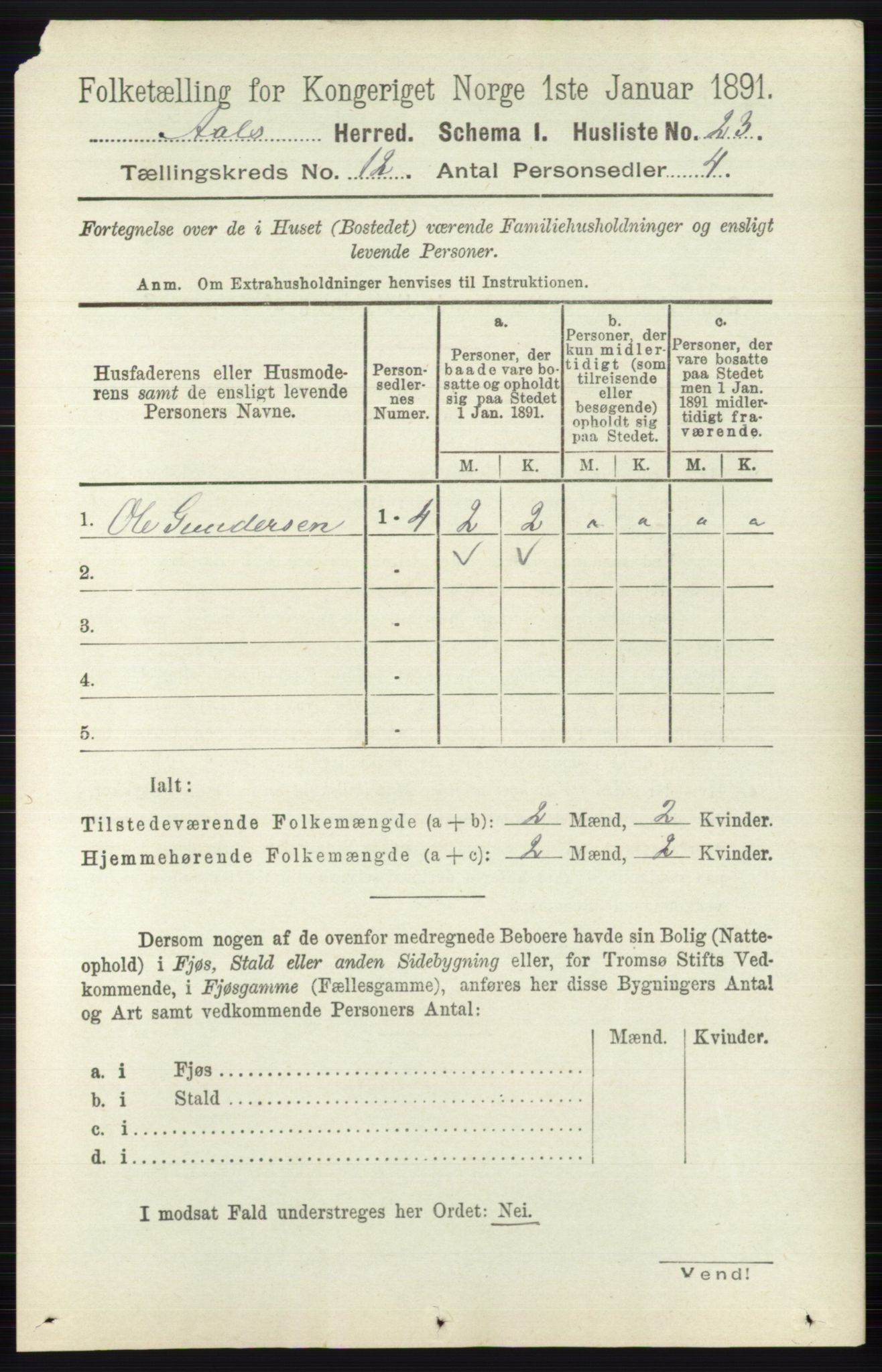 RA, 1891 census for 0619 Ål, 1891, p. 2992