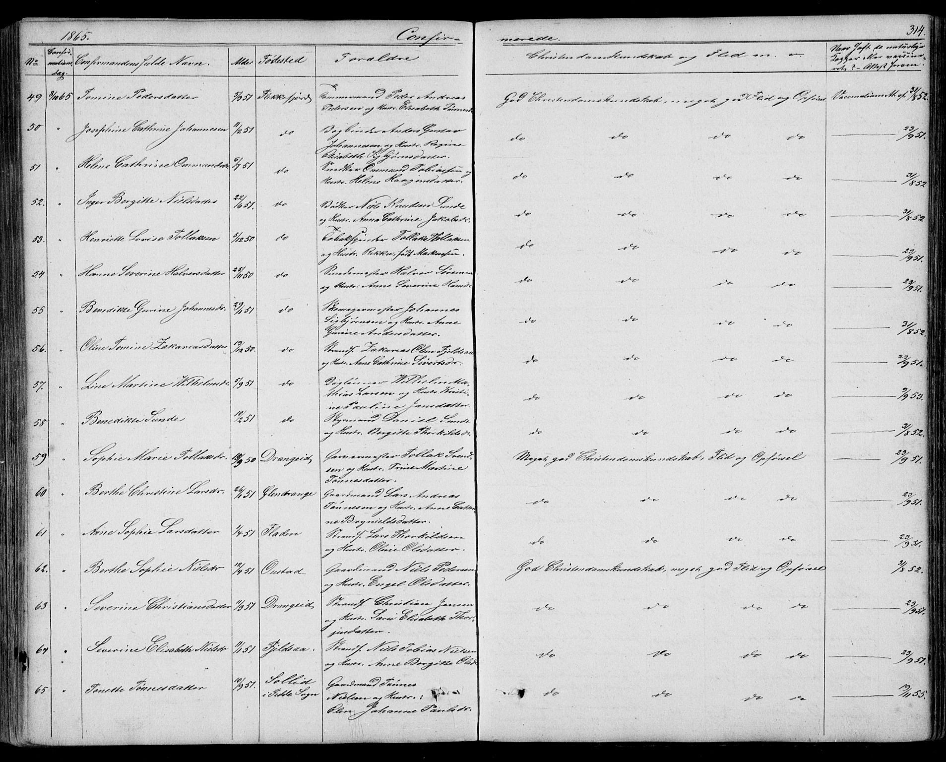 Flekkefjord sokneprestkontor, AV/SAK-1111-0012/F/Fb/Fbc/L0005: Parish register (copy) no. B 5, 1846-1866, p. 314