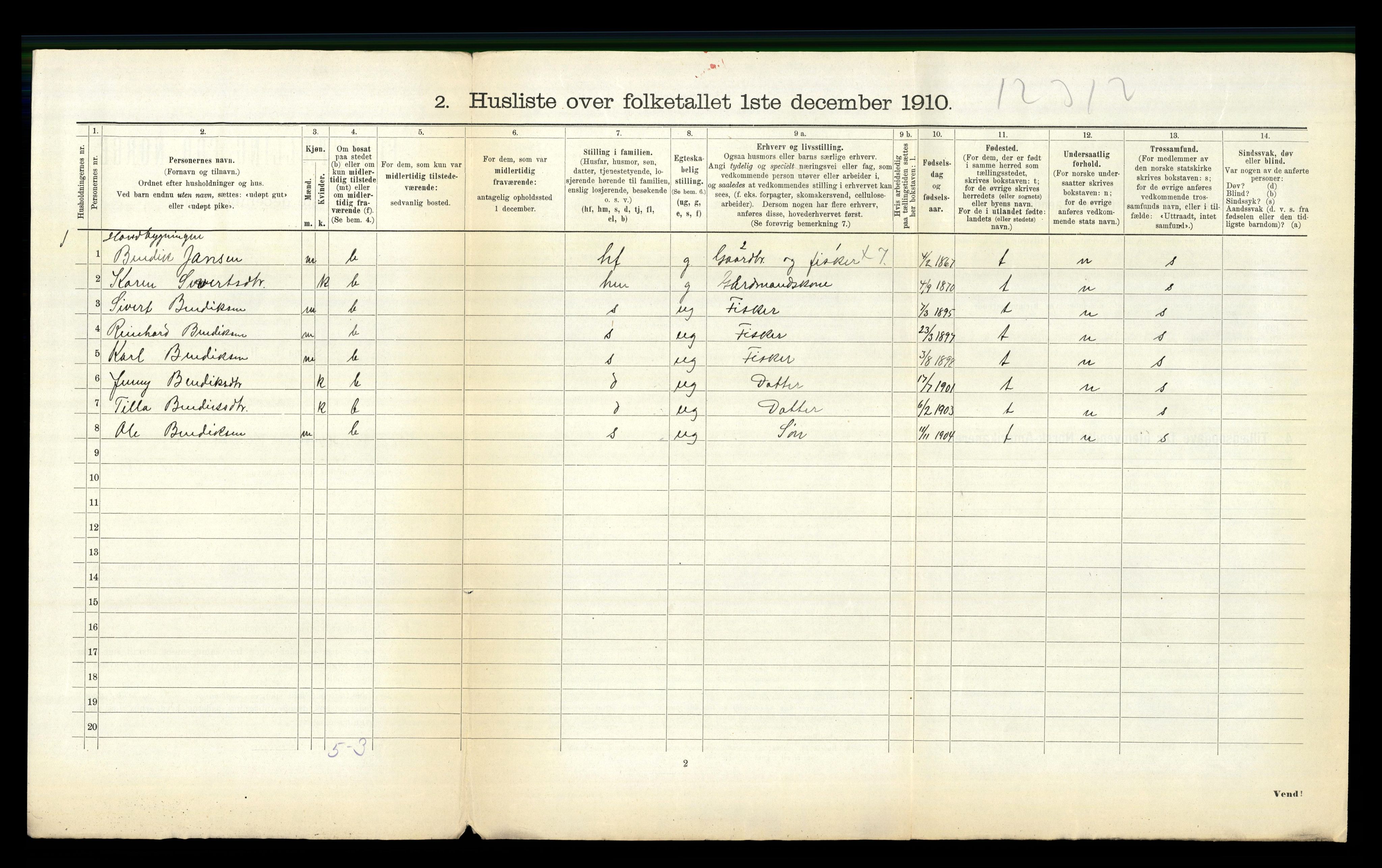 RA, 1910 census for Askvoll, 1910, p. 754