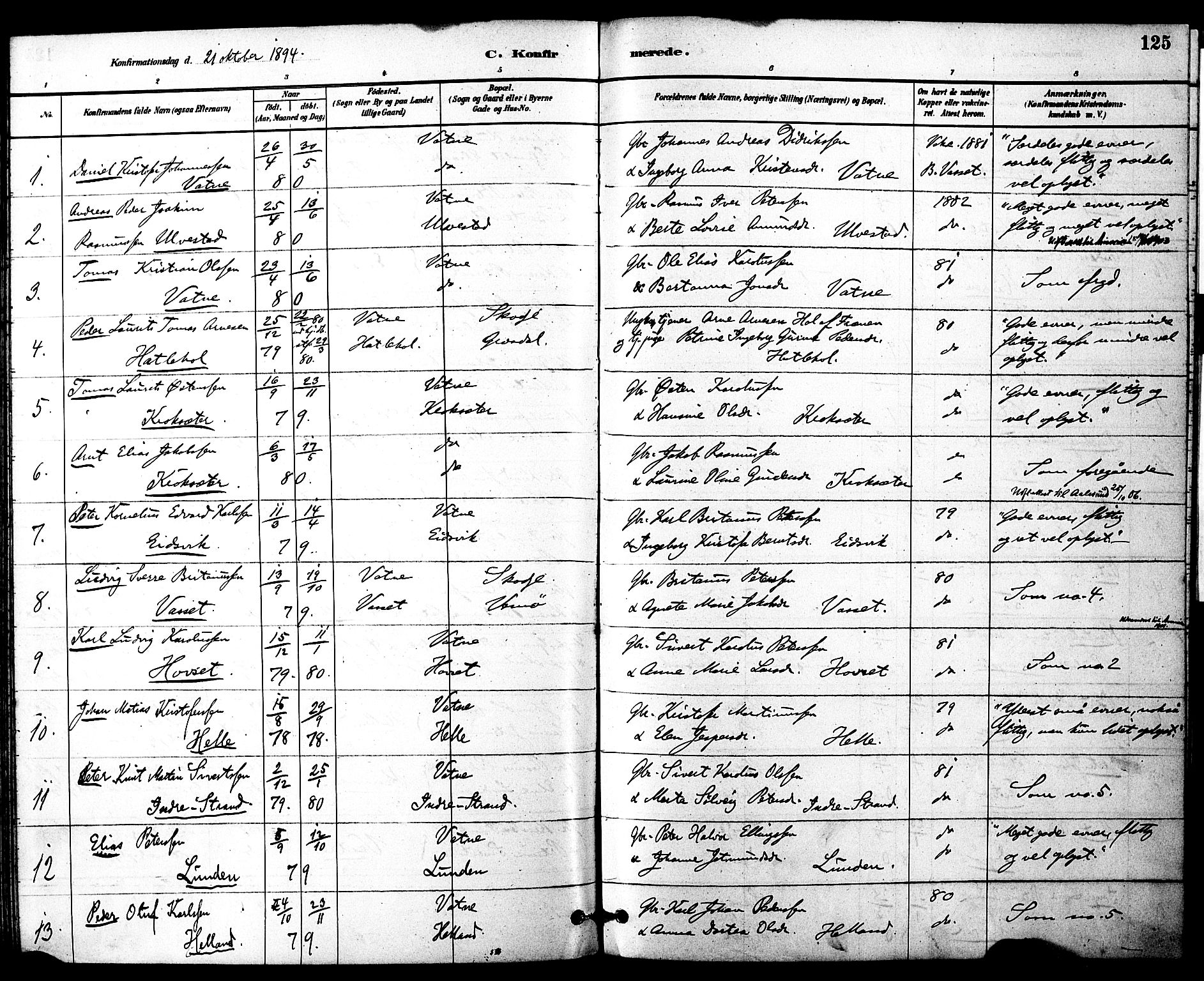 Ministerialprotokoller, klokkerbøker og fødselsregistre - Møre og Romsdal, SAT/A-1454/525/L0374: Parish register (official) no. 525A04, 1880-1899, p. 125