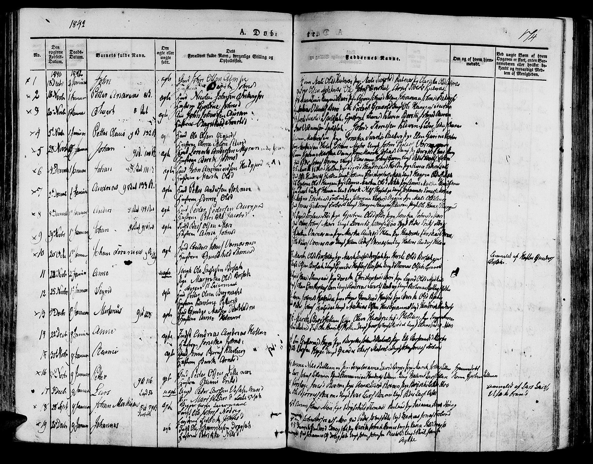 Ministerialprotokoller, klokkerbøker og fødselsregistre - Nord-Trøndelag, SAT/A-1458/709/L0071: Parish register (official) no. 709A11, 1833-1844, p. 174