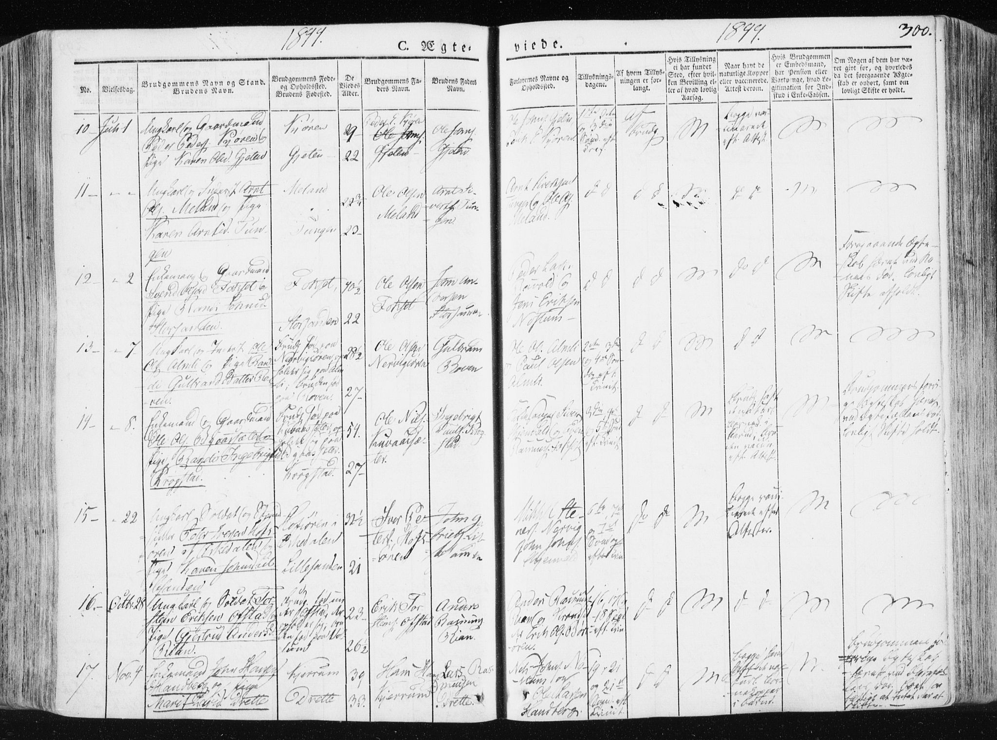Ministerialprotokoller, klokkerbøker og fødselsregistre - Sør-Trøndelag, SAT/A-1456/665/L0771: Parish register (official) no. 665A06, 1830-1856, p. 300