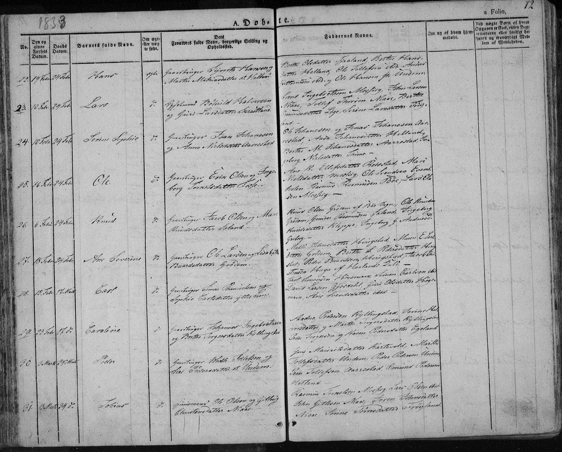 Lye sokneprestkontor, AV/SAST-A-101794/001/30BA/L0004: Parish register (official) no. A 4, 1826-1841, p. 72