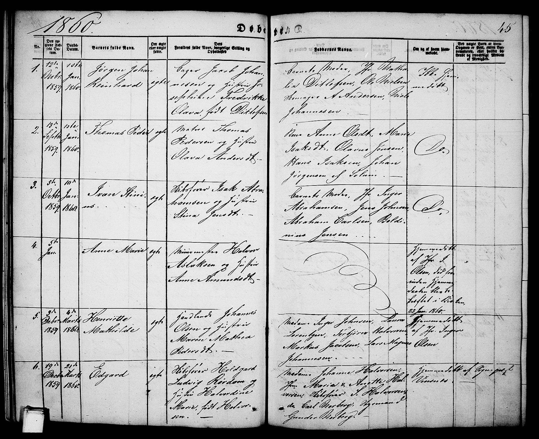 Porsgrunn kirkebøker , SAKO/A-104/G/Ga/L0002: Parish register (copy) no. I 2, 1847-1877, p. 45