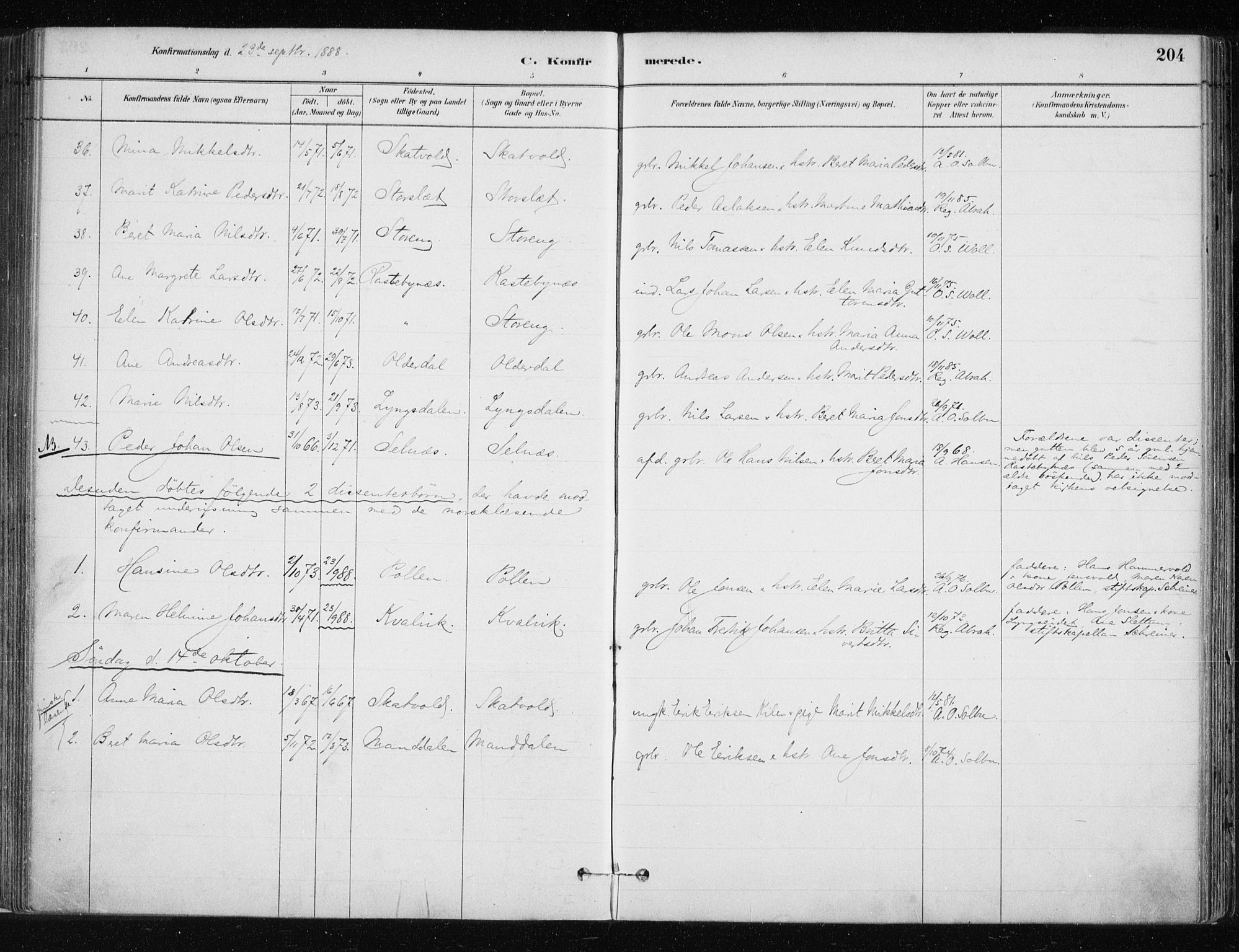 Lyngen sokneprestembete, SATØ/S-1289/H/He/Hea/L0007kirke: Parish register (official) no. 7, 1879-1890, p. 204