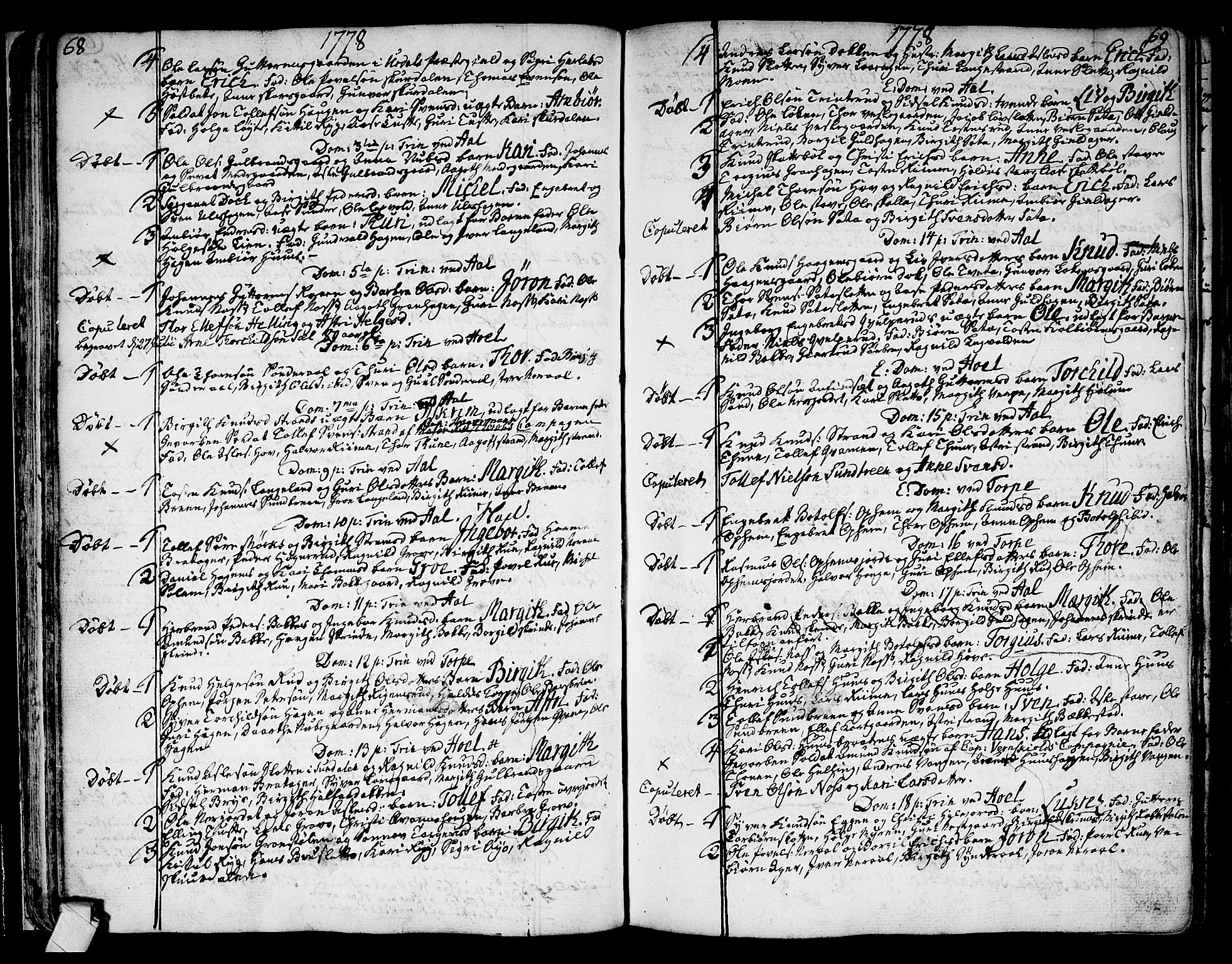 Ål kirkebøker, AV/SAKO-A-249/F/Fa/L0002: Parish register (official) no. I 2, 1771-1806, p. 68-69