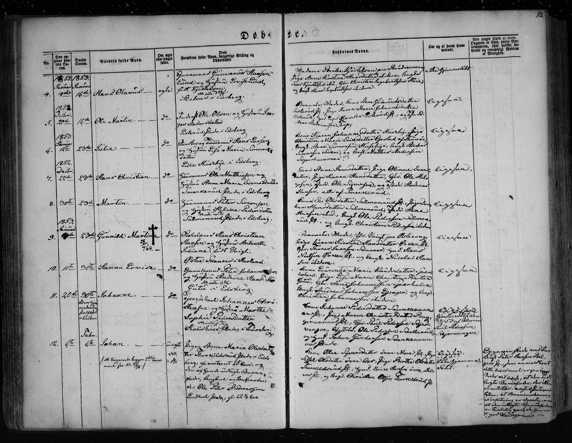 Eidsberg prestekontor Kirkebøker, SAO/A-10905/F/Fa/L0009: Parish register (official) no. I 9, 1849-1856, p. 82