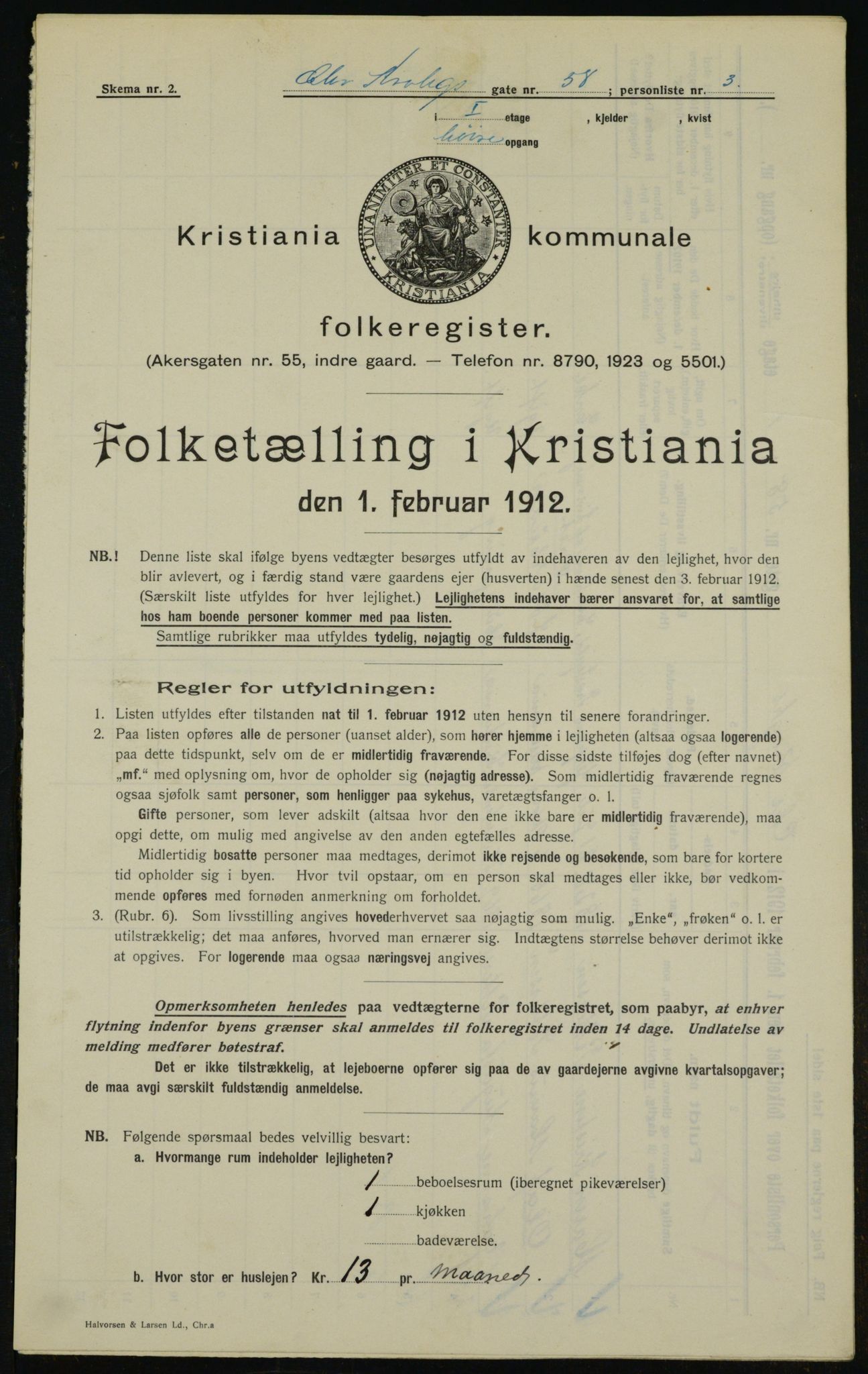 OBA, Municipal Census 1912 for Kristiania, 1912, p. 12217