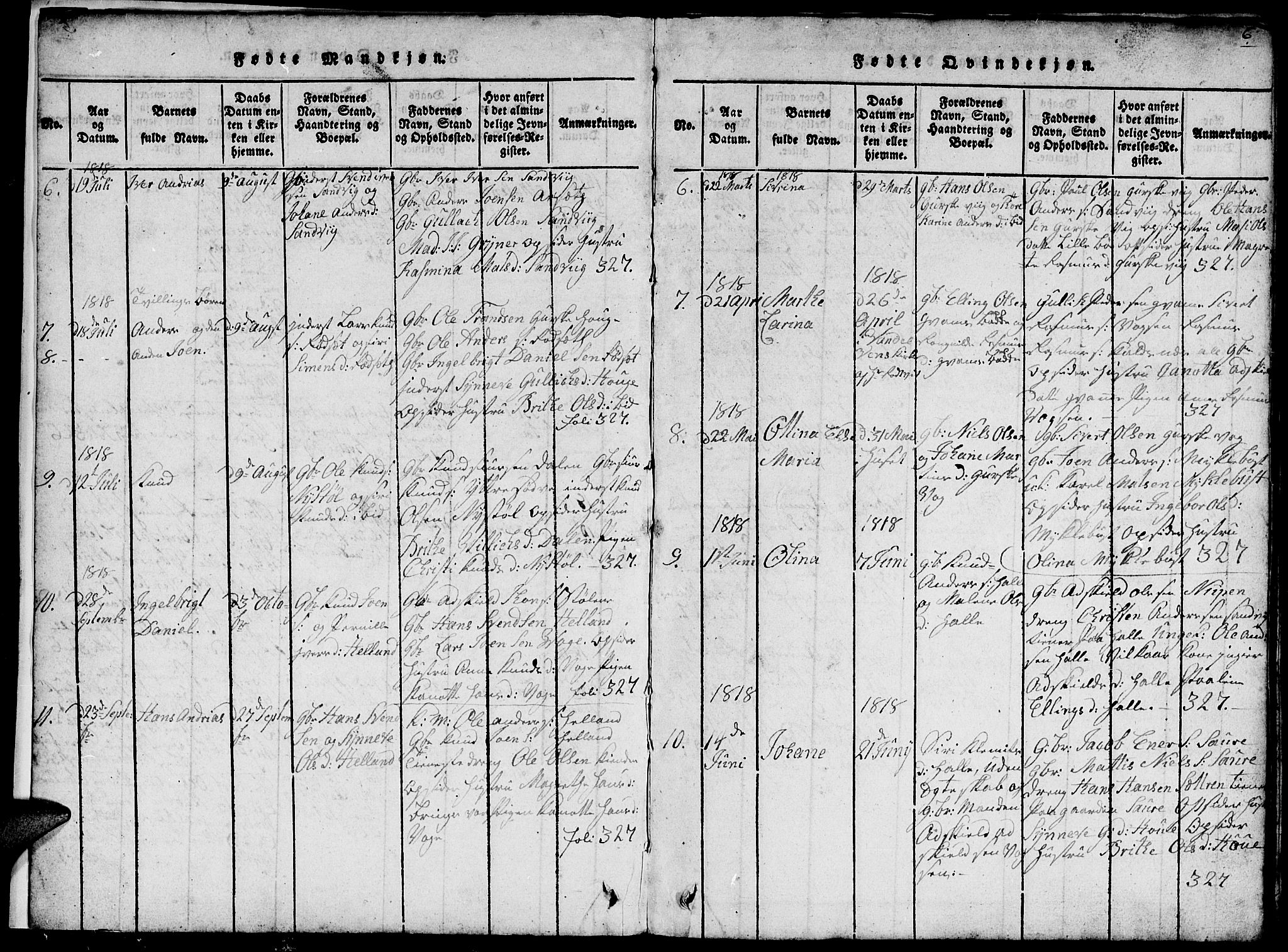 Ministerialprotokoller, klokkerbøker og fødselsregistre - Møre og Romsdal, SAT/A-1454/503/L0046: Parish register (copy) no. 503C01, 1816-1842, p. 6