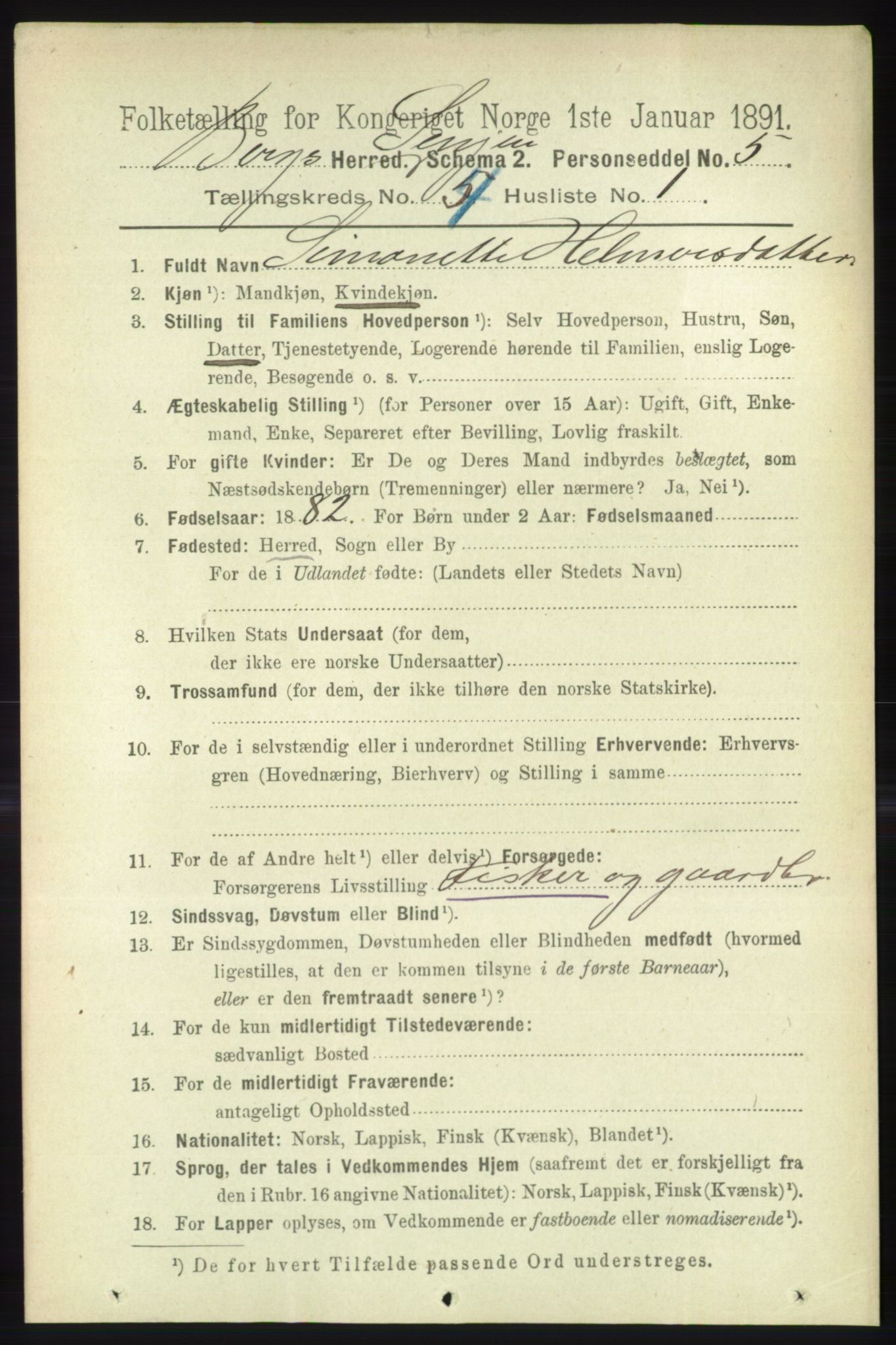 RA, 1891 census for 1929 Berg, 1891, p. 1646