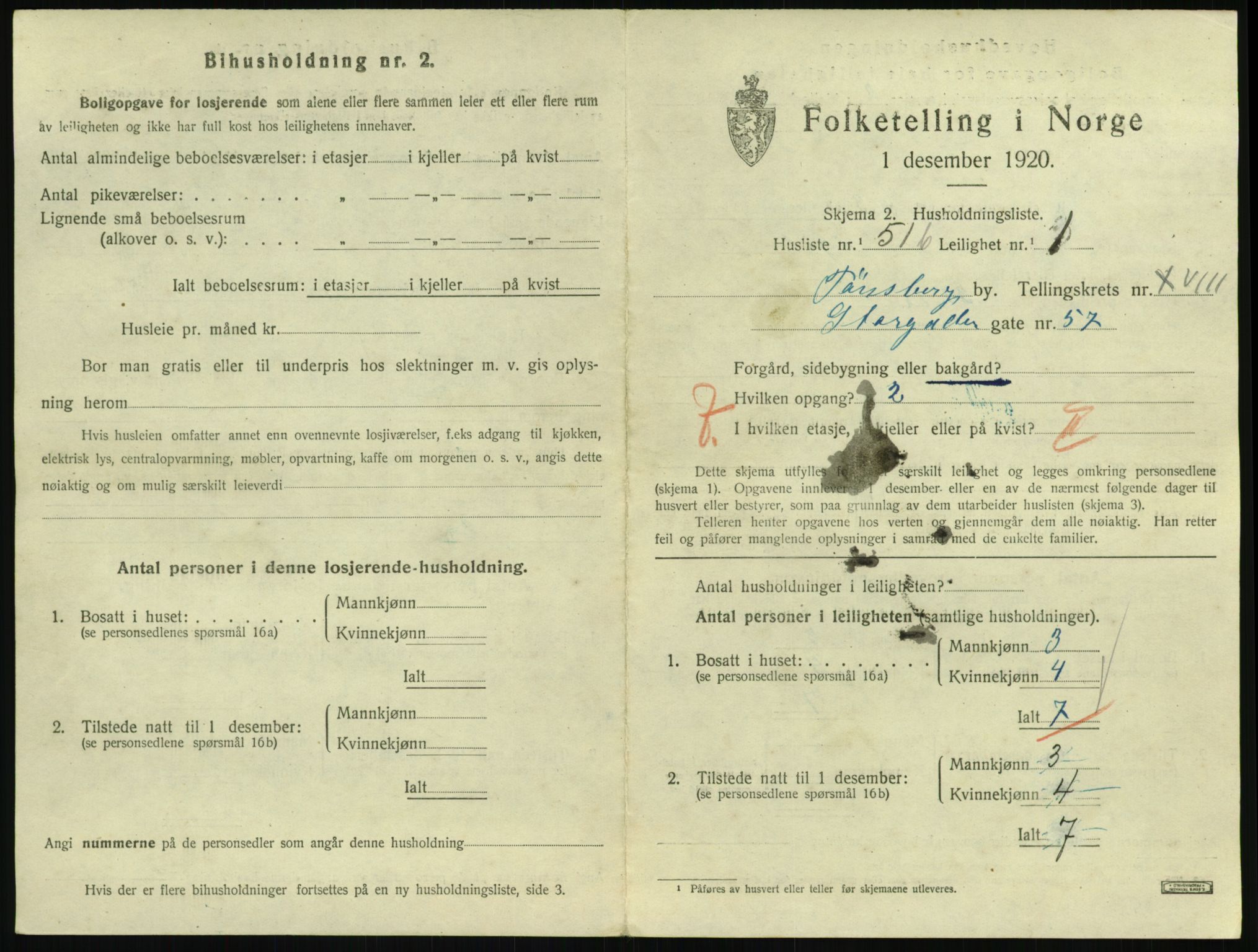 SAKO, 1920 census for Tønsberg, 1920, p. 7137