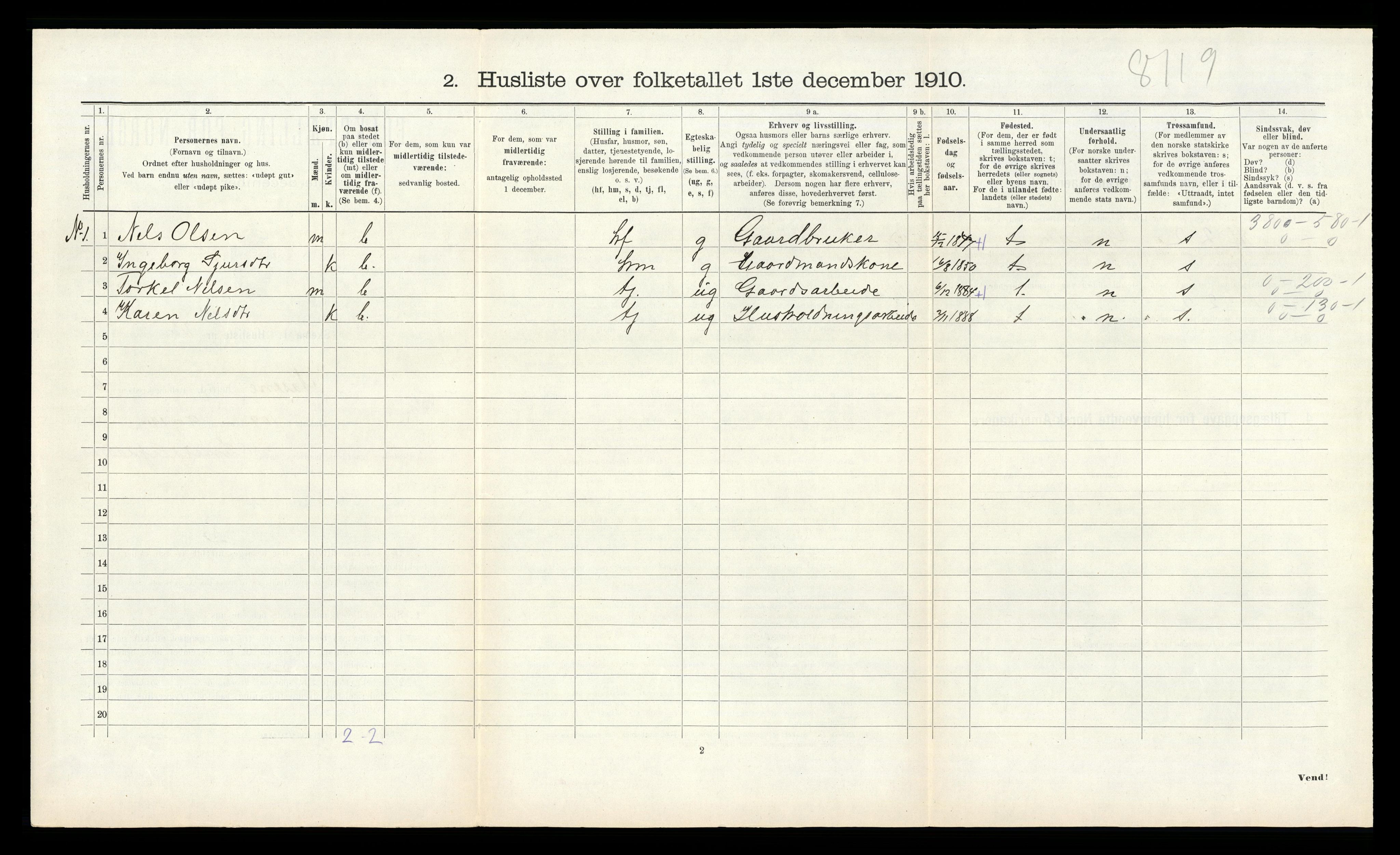RA, 1910 census for Åsane, 1910, p. 366