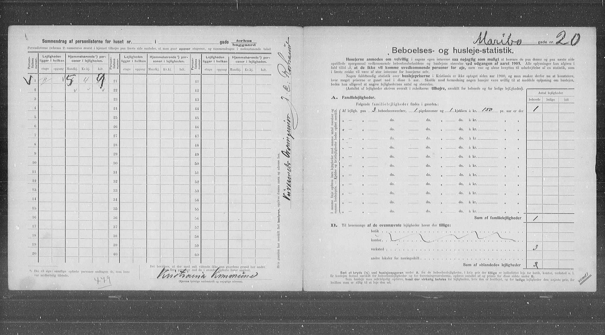 OBA, Municipal Census 1905 for Kristiania, 1905, p. 32998