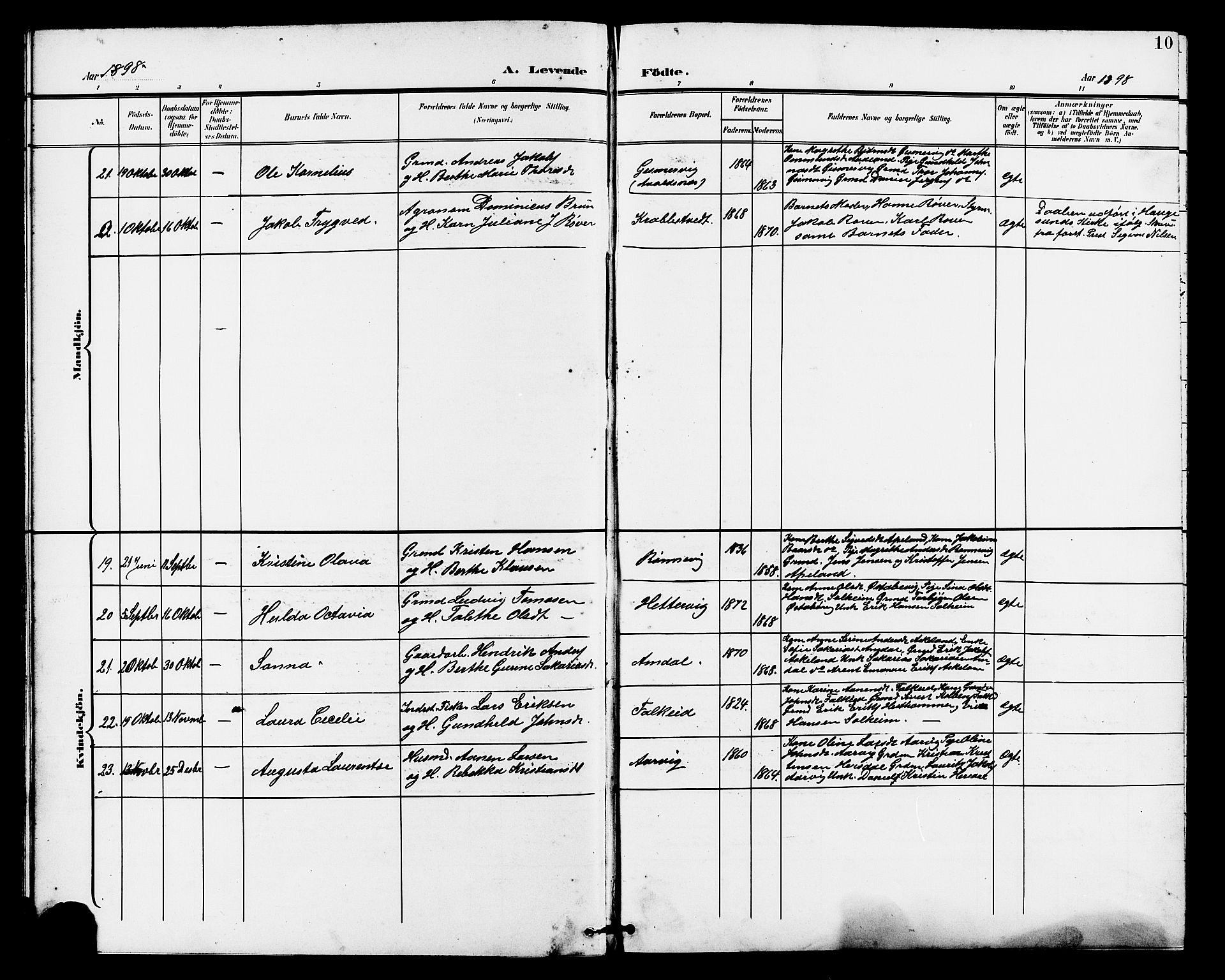 Tysvær sokneprestkontor, SAST/A -101864/H/Ha/Haa/L0008: Parish register (official) no. A 8, 1897-1912, p. 10