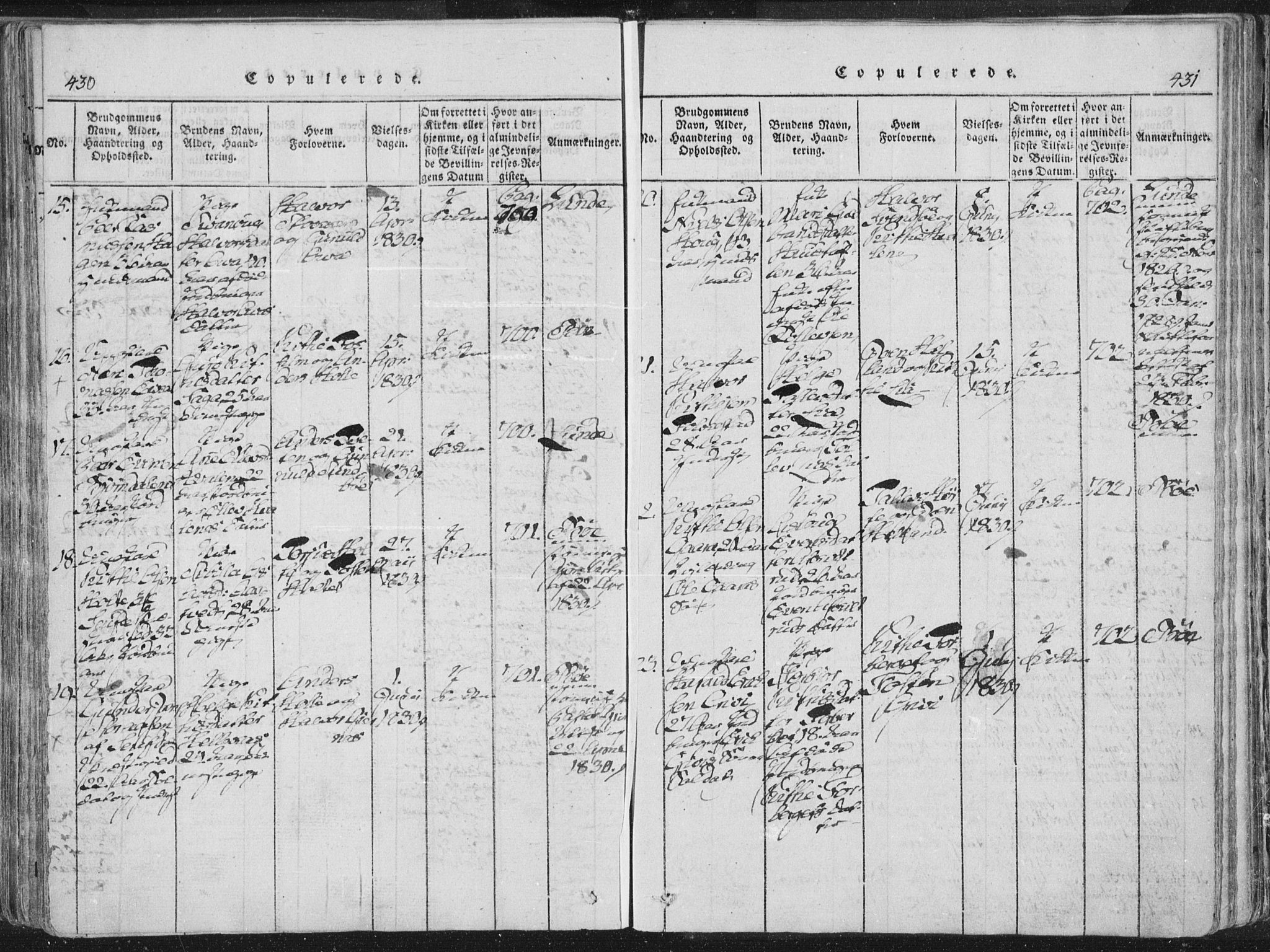 Bø kirkebøker, SAKO/A-257/F/Fa/L0006: Parish register (official) no. 6, 1815-1831, p. 430-431