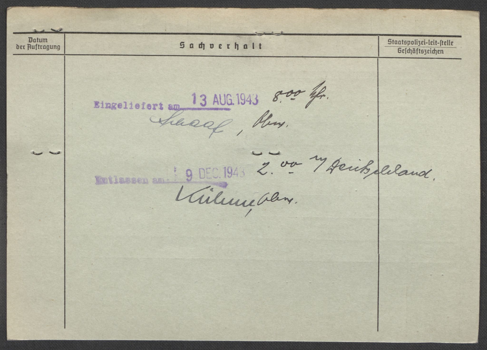 Befehlshaber der Sicherheitspolizei und des SD, AV/RA-RAFA-5969/E/Ea/Eaa/L0005: Register over norske fanger i Møllergata 19: Hø-Kj, 1940-1945, p. 17