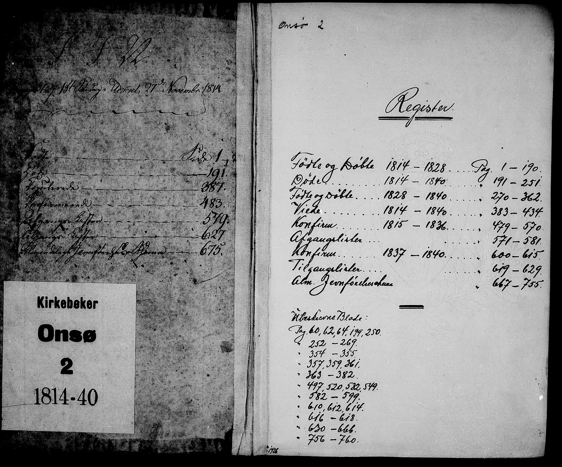Onsøy prestekontor Kirkebøker, SAO/A-10914/G/Ga/L0001: Parish register (copy) no. I 1, 1814-1840