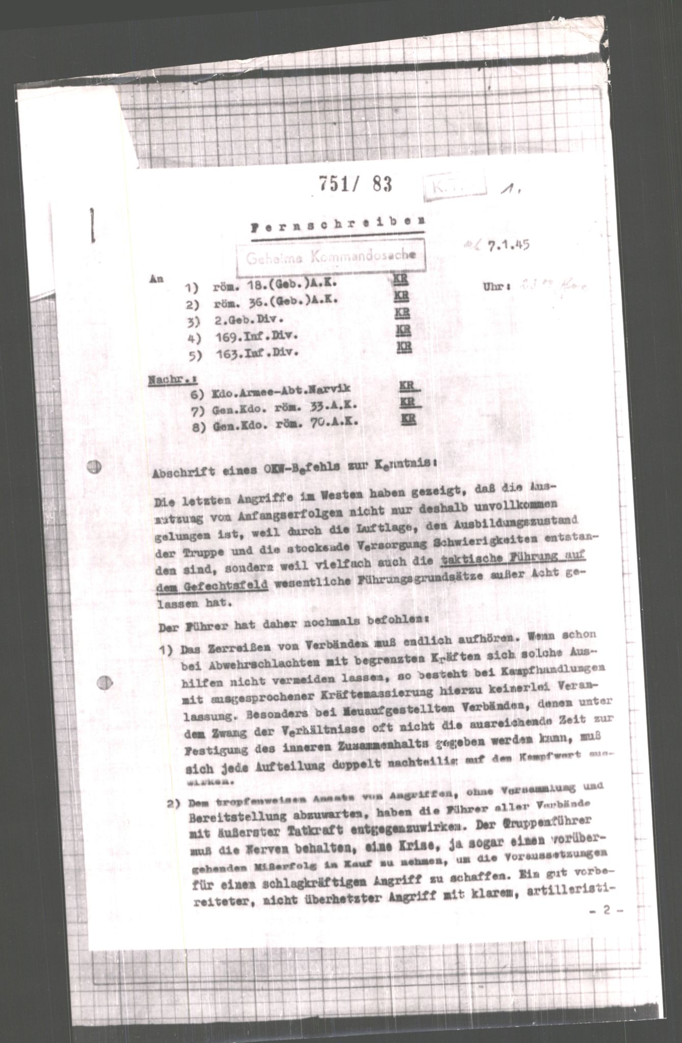 Forsvarets Overkommando. 2 kontor. Arkiv 11.4. Spredte tyske arkivsaker, AV/RA-RAFA-7031/D/Dar/Dara/L0006: Krigsdagbøker for 20. Gebirgs-Armee-Oberkommando (AOK 20), 1945, p. 200