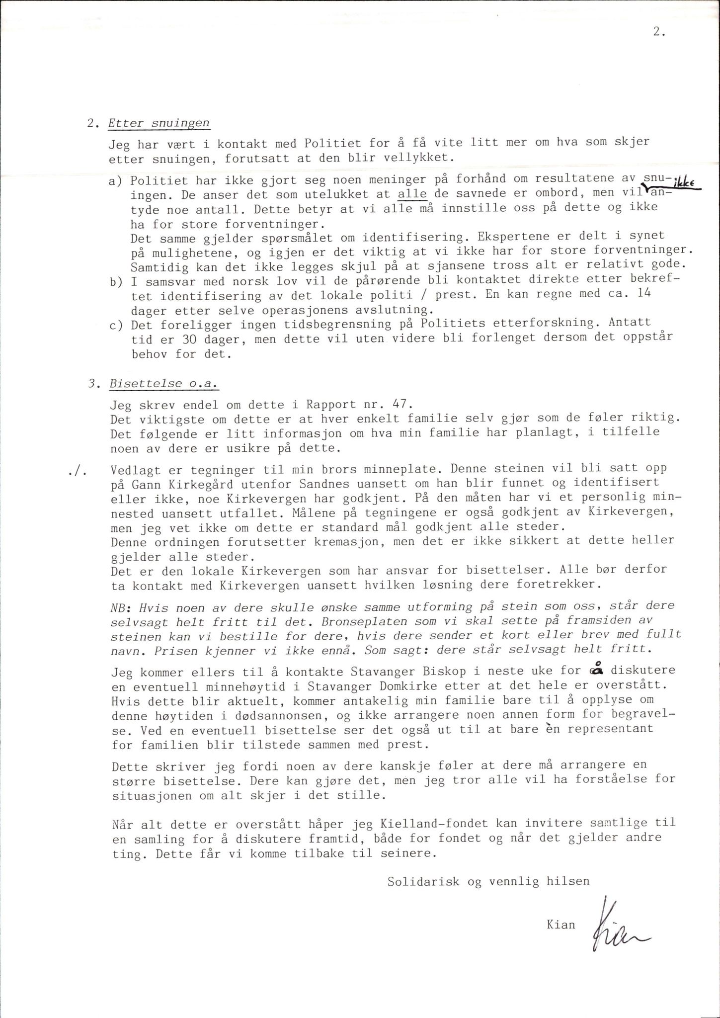 Pa 1660 - Kielland- fondet, AV/SAST-A-102242/X/Xa/L0001: Rapport til overlevende og etterlatte/ Kielland Bulletin, 1980-1998