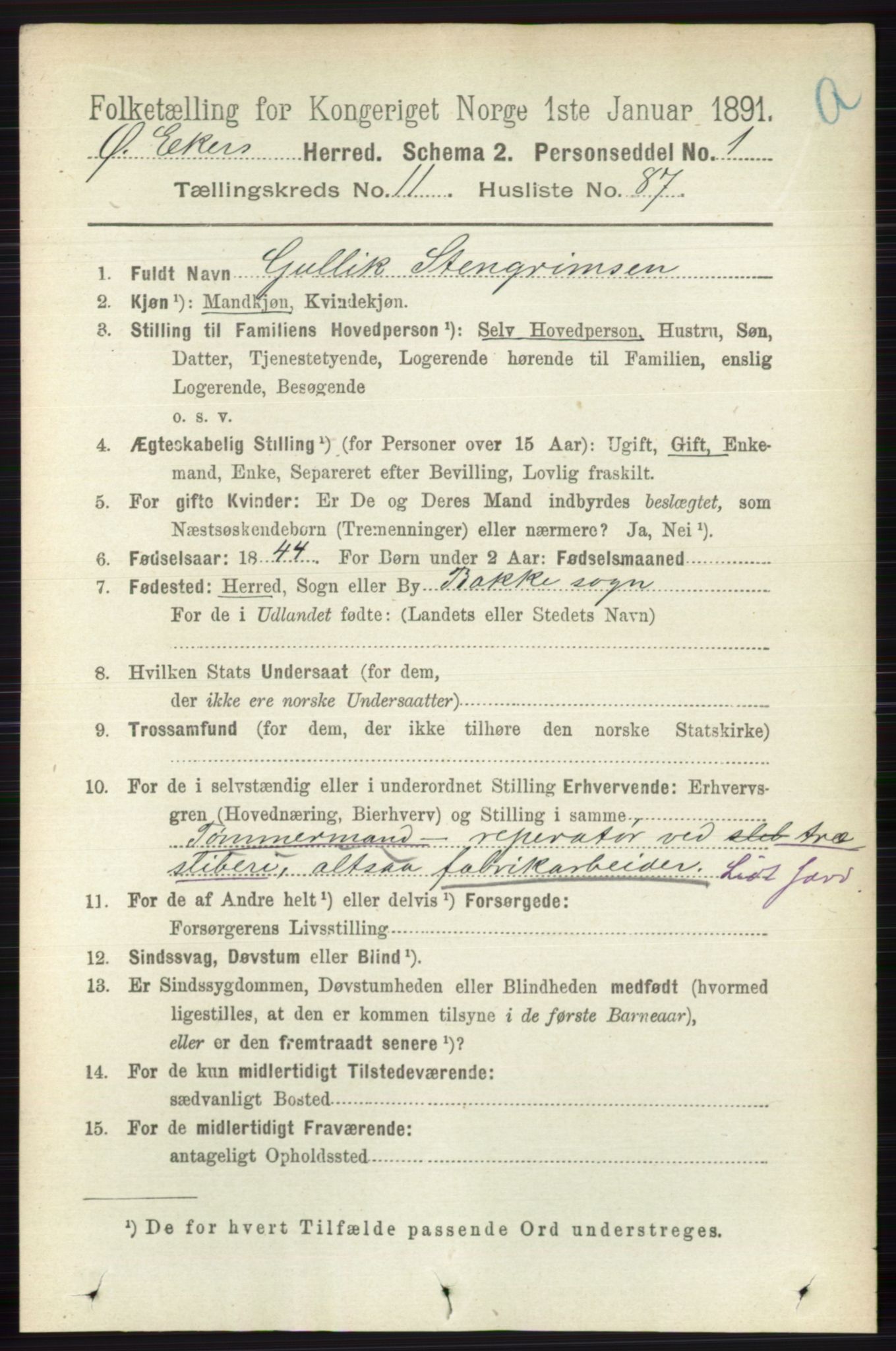RA, 1891 census for 0624 Øvre Eiker, 1891, p. 5130
