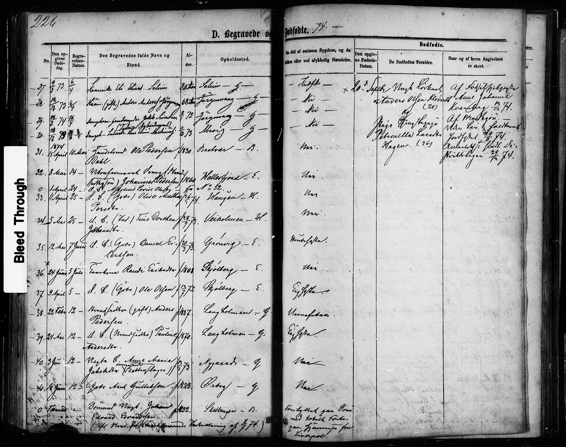 Ministerialprotokoller, klokkerbøker og fødselsregistre - Møre og Romsdal, AV/SAT-A-1454/581/L0938: Parish register (official) no. 581A06, 1873-1879, p. 226