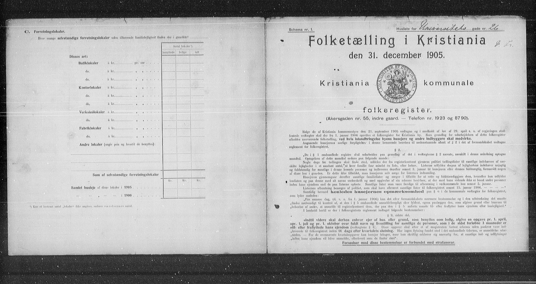 OBA, Municipal Census 1905 for Kristiania, 1905, p. 63112