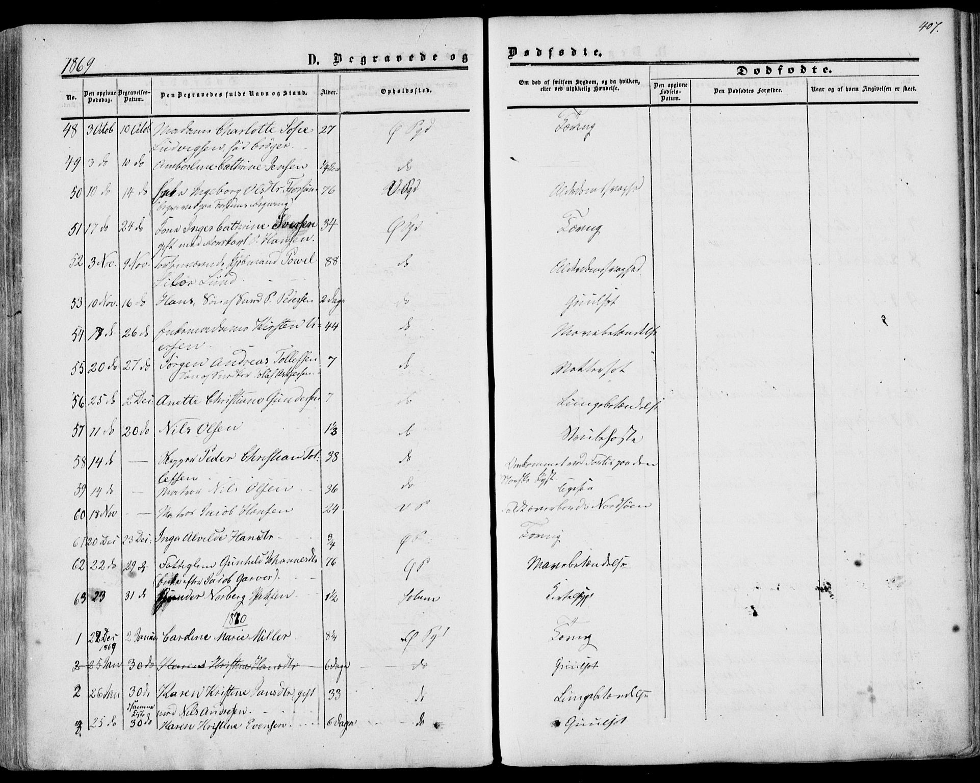 Porsgrunn kirkebøker , SAKO/A-104/F/Fa/L0007: Parish register (official) no. 7, 1858-1877, p. 407