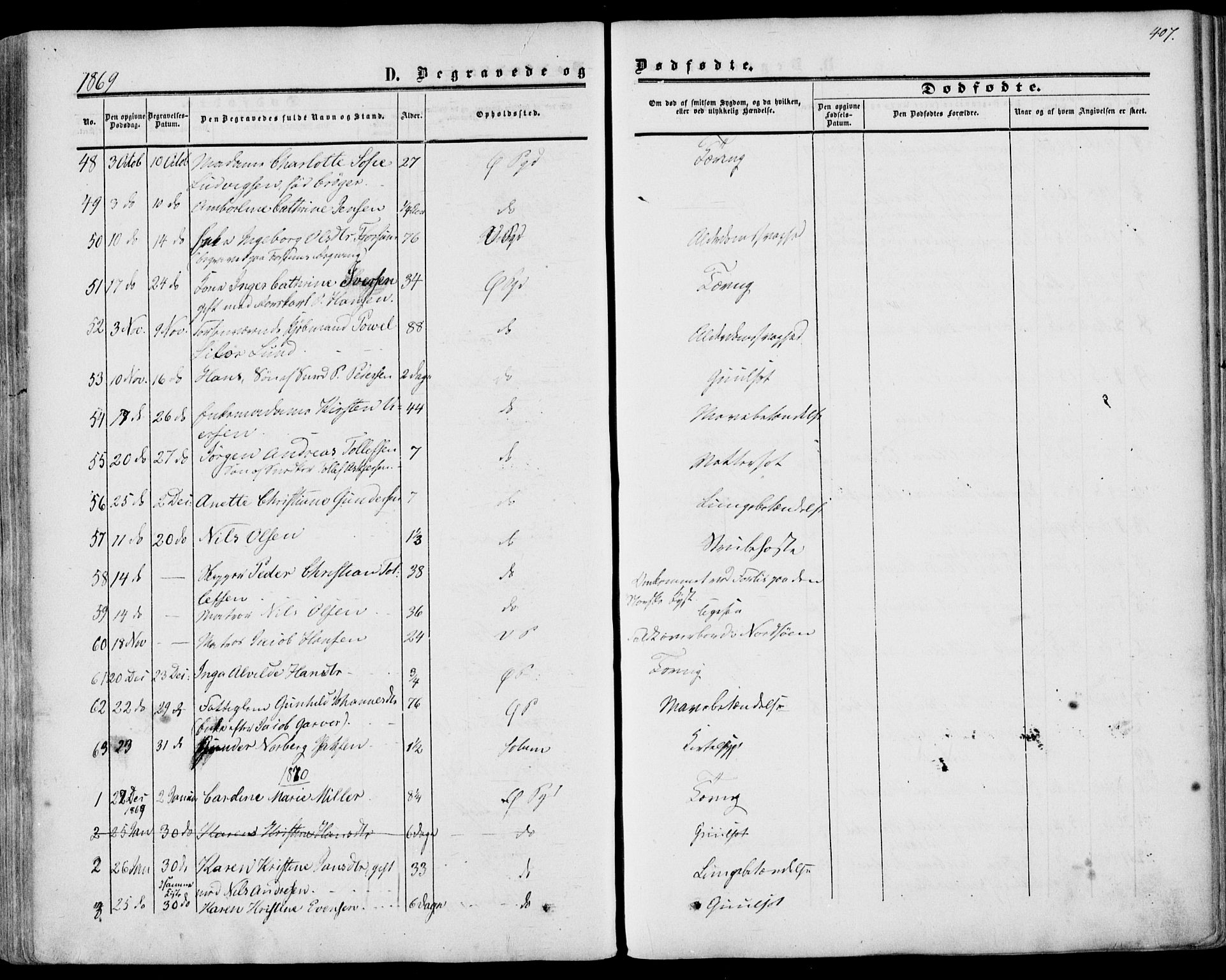 Porsgrunn kirkebøker , AV/SAKO-A-104/F/Fa/L0007: Parish register (official) no. 7, 1858-1877, p. 407