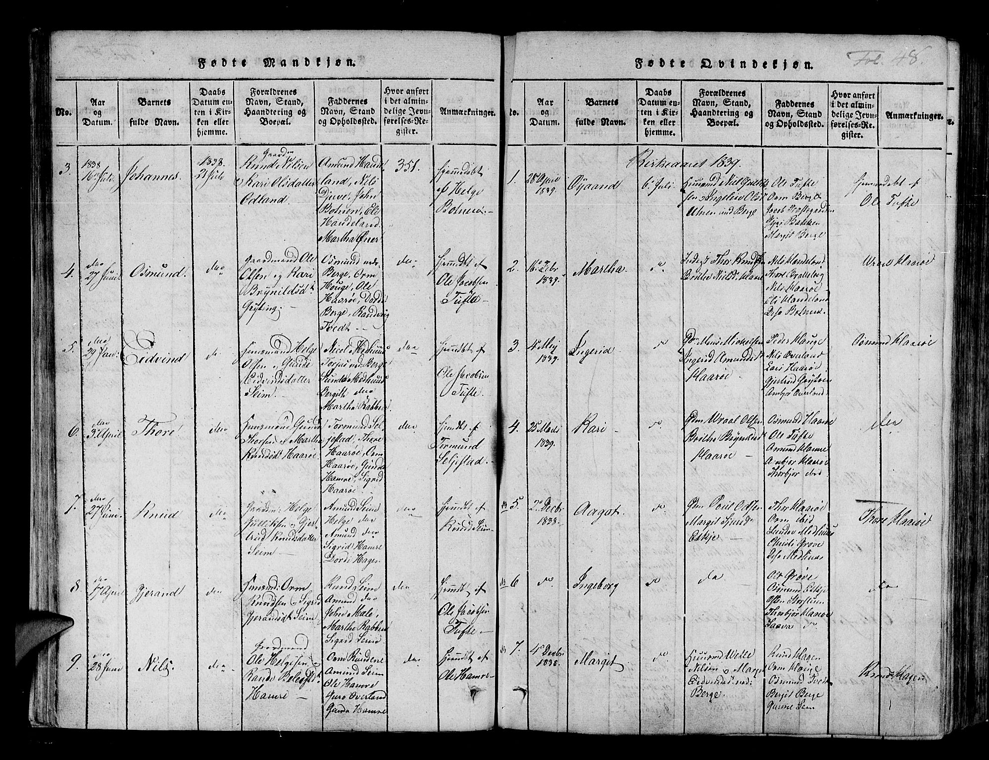 Røldal sokneprestembete, AV/SAB-A-100247: Parish register (official) no. A 2, 1817-1856, p. 48