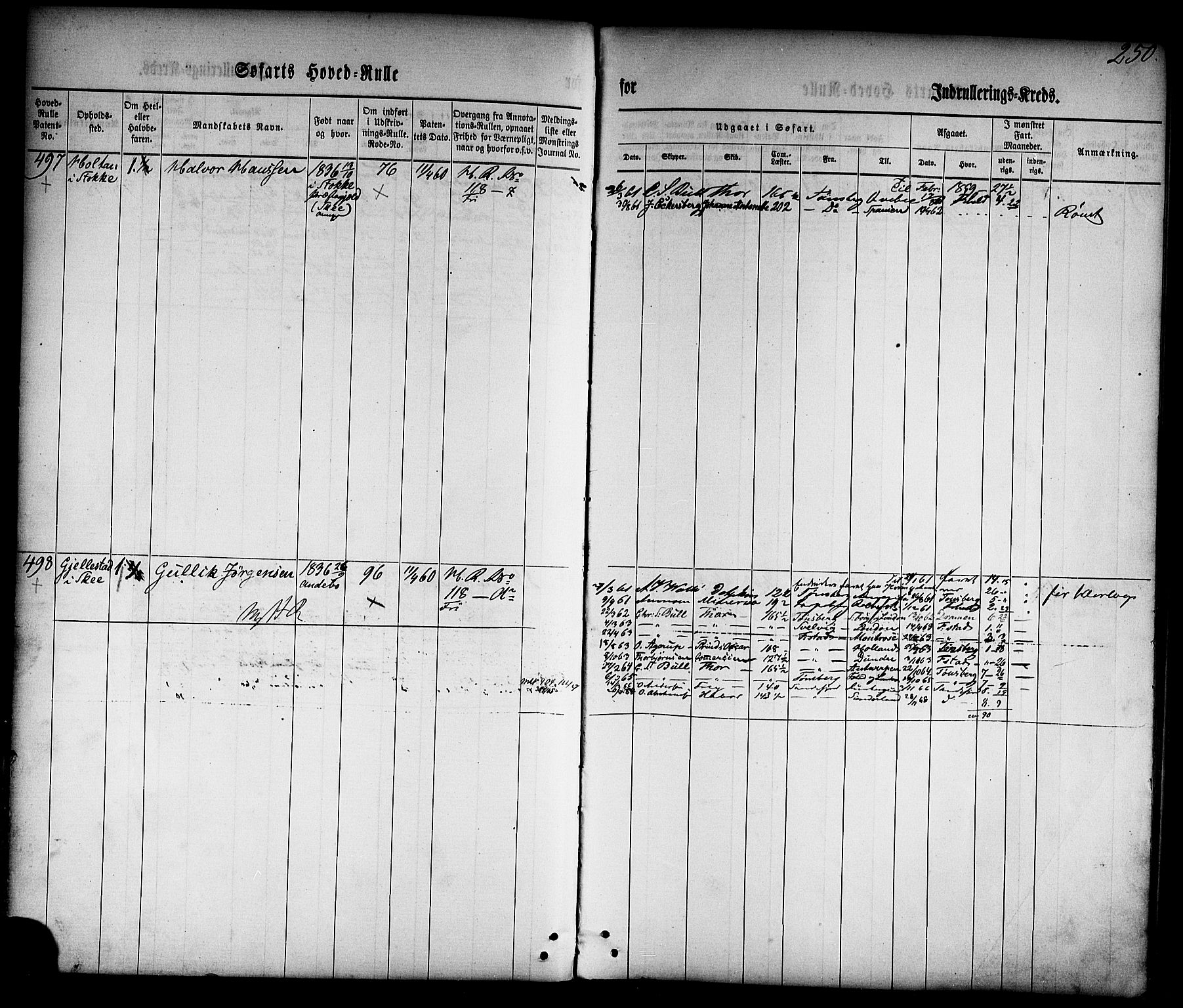 Tønsberg innrulleringskontor, AV/SAKO-A-786/F/Fc/Fca/L0001: Hovedrulle Patent nr. 1-1428, 1860-1861, p. 289