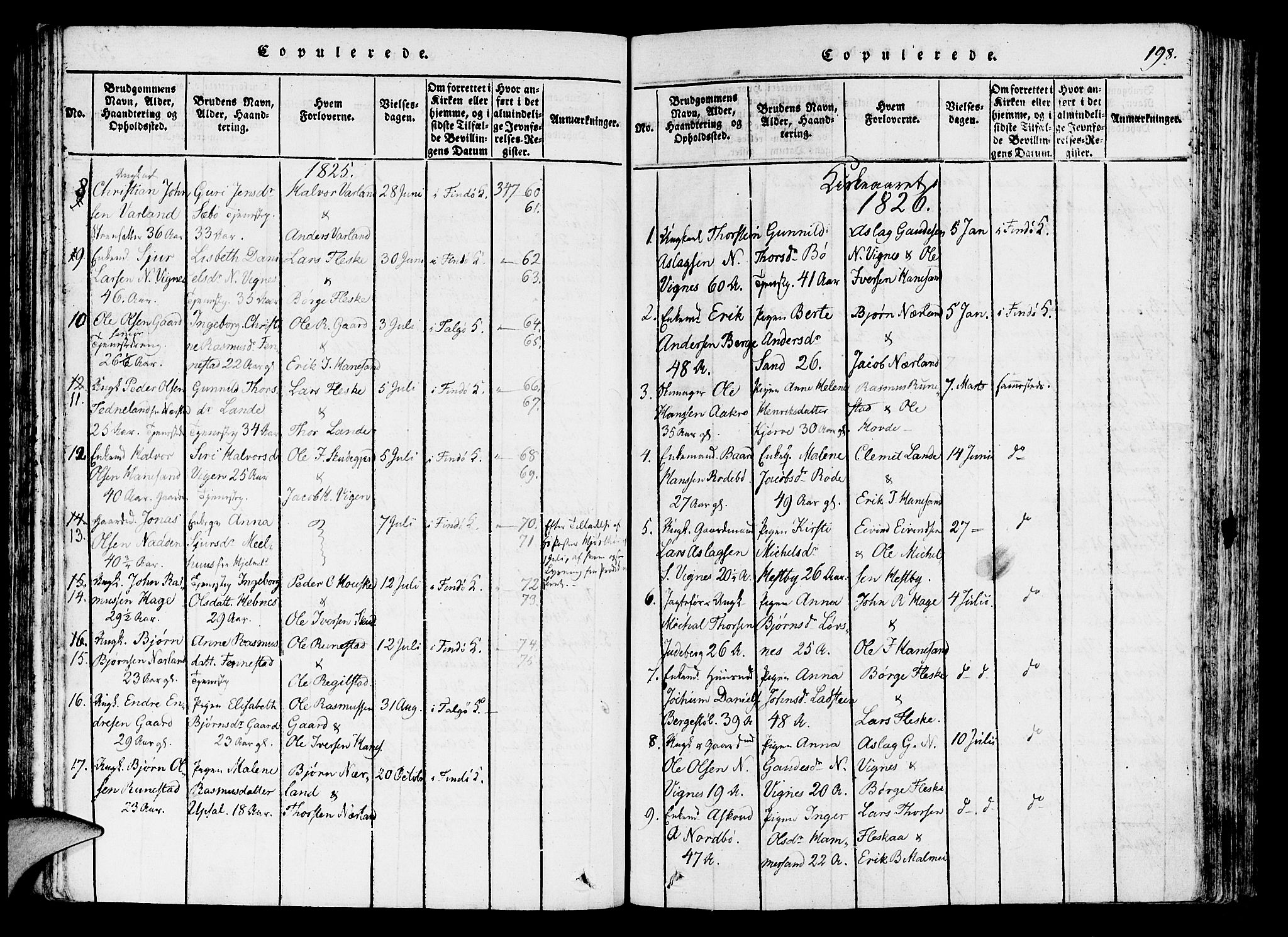Finnøy sokneprestkontor, SAST/A-101825/H/Ha/Haa/L0006: Parish register (official) no. A 6, 1816-1846, p. 198