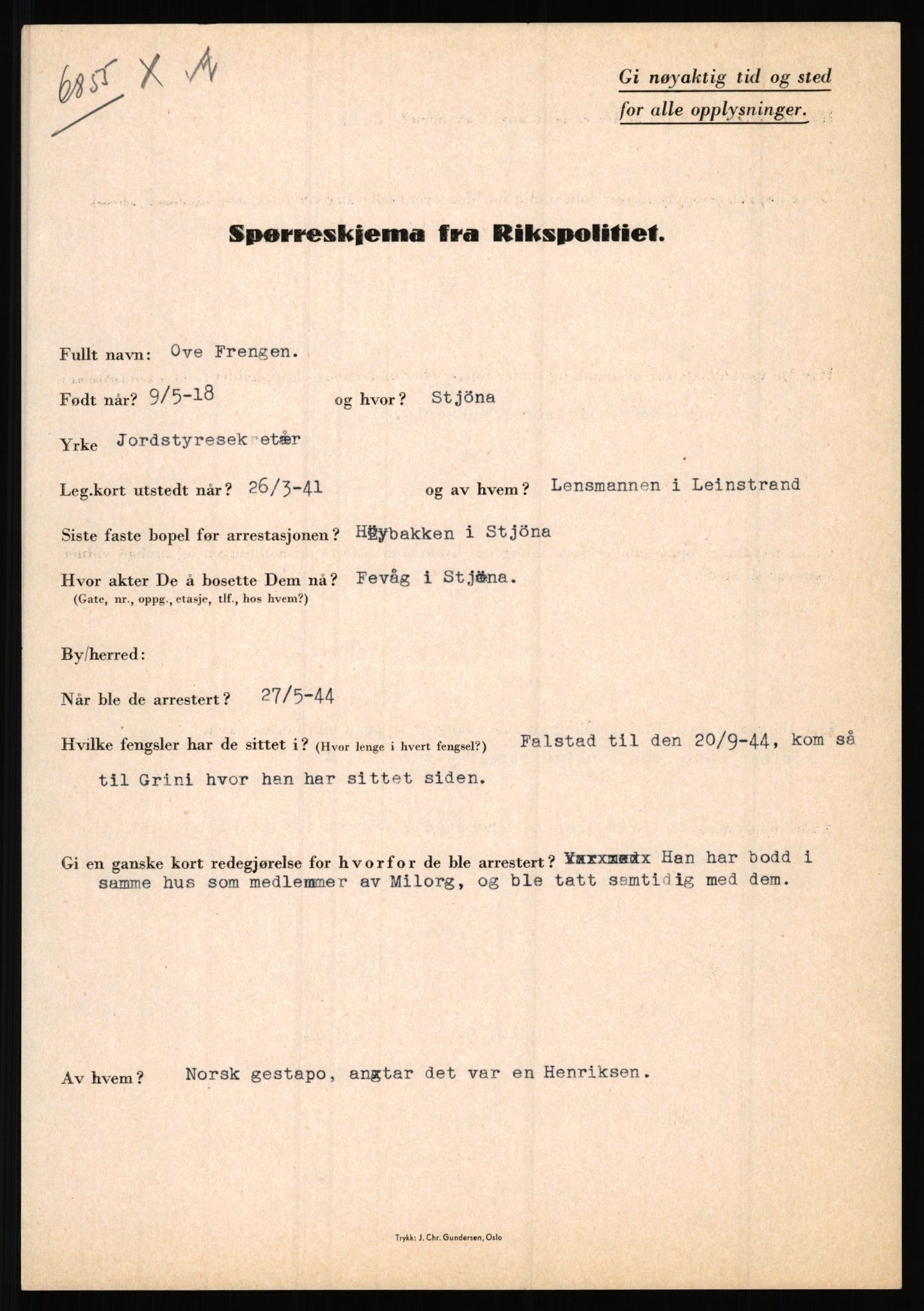 Rikspolitisjefen, AV/RA-S-1560/L/L0004: Eriksen, Alf - Geving, Øivind, 1940-1945, p. 829