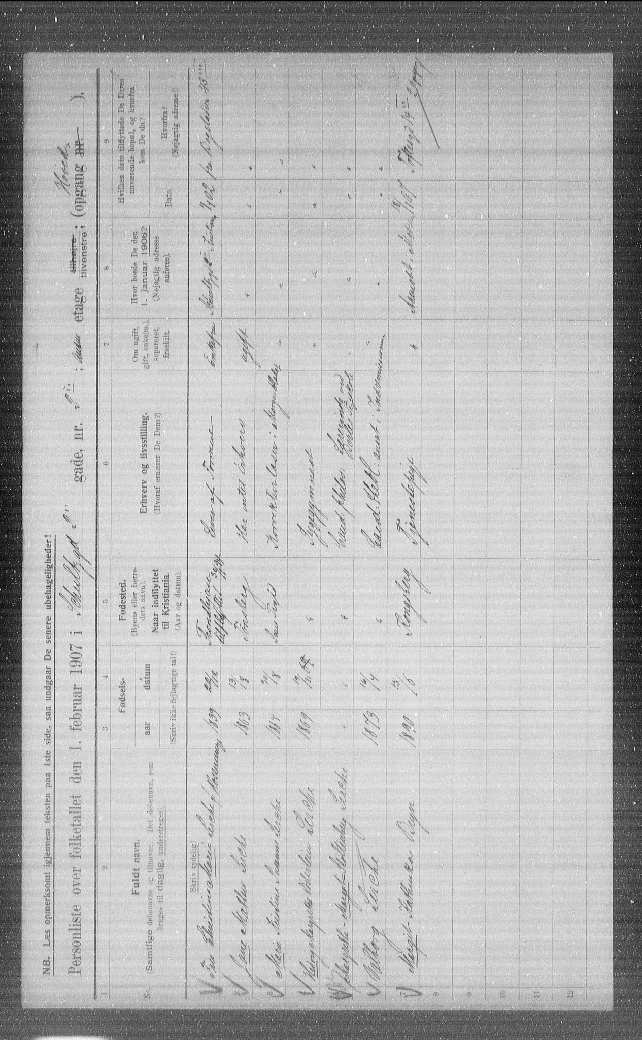 OBA, Municipal Census 1907 for Kristiania, 1907, p. 46264