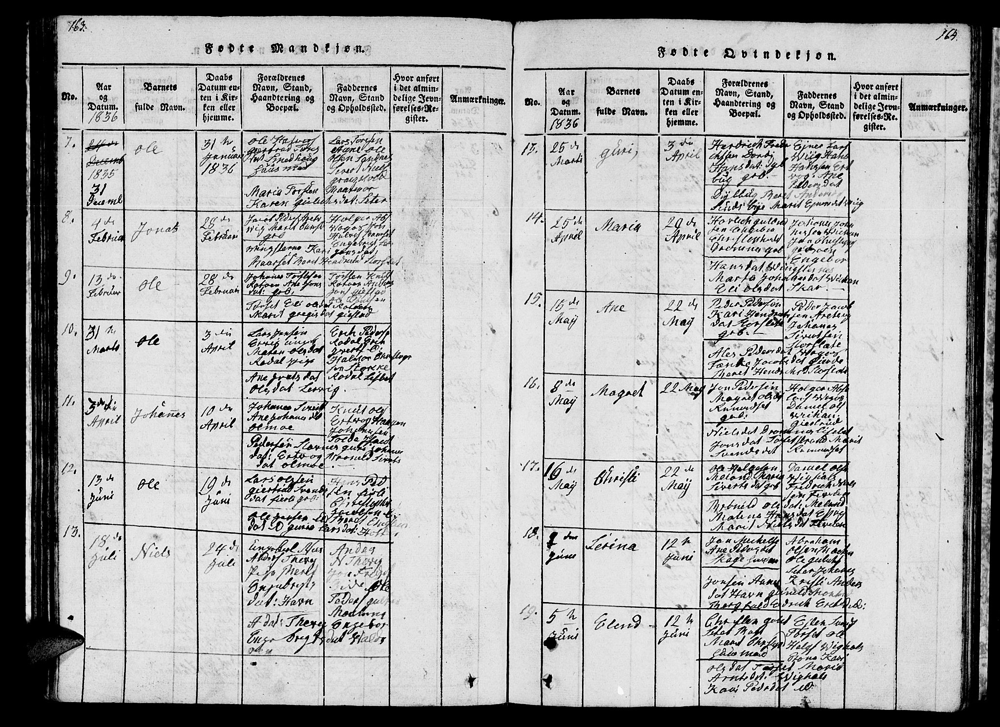 Ministerialprotokoller, klokkerbøker og fødselsregistre - Møre og Romsdal, AV/SAT-A-1454/578/L0908: Parish register (copy) no. 578C01, 1819-1837, p. 163-164